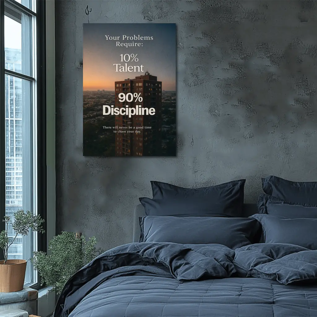 Discipline Quote City Skyline Sunset Art – Wall Art