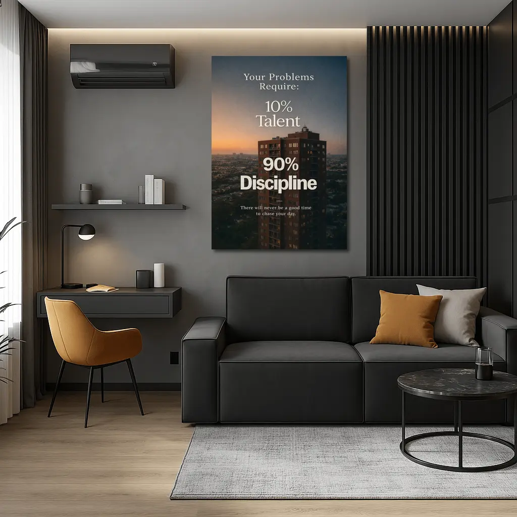 Discipline Quote City Skyline Sunset Art – Wall Art