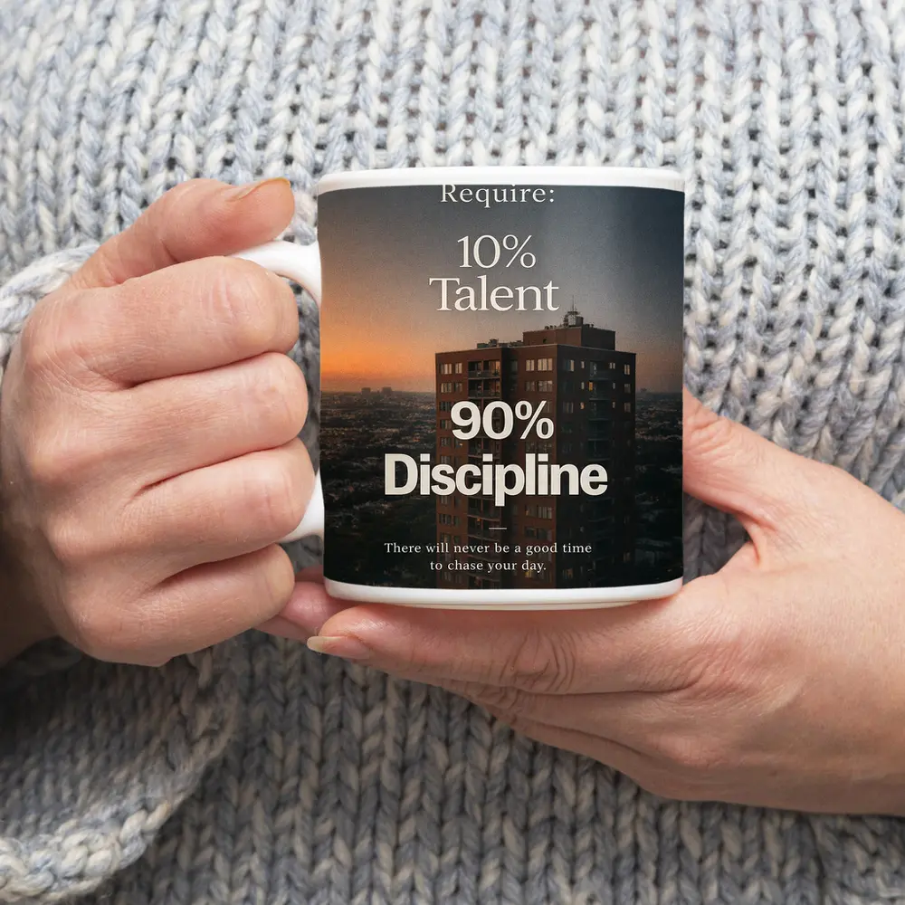 Discipline Quote City Skyline Sunset Art – Mugs