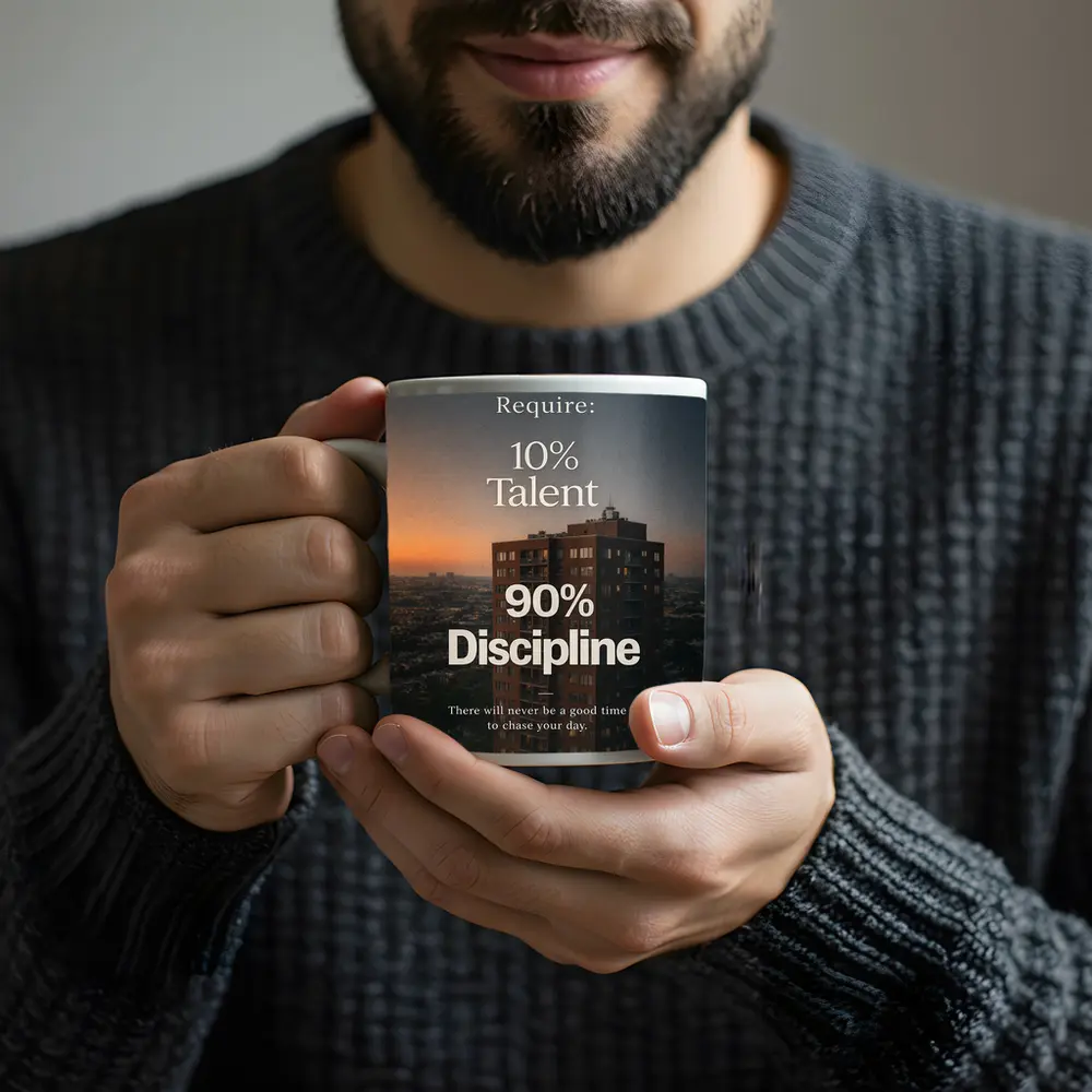 Discipline Quote City Skyline Sunset Art – Mugs
