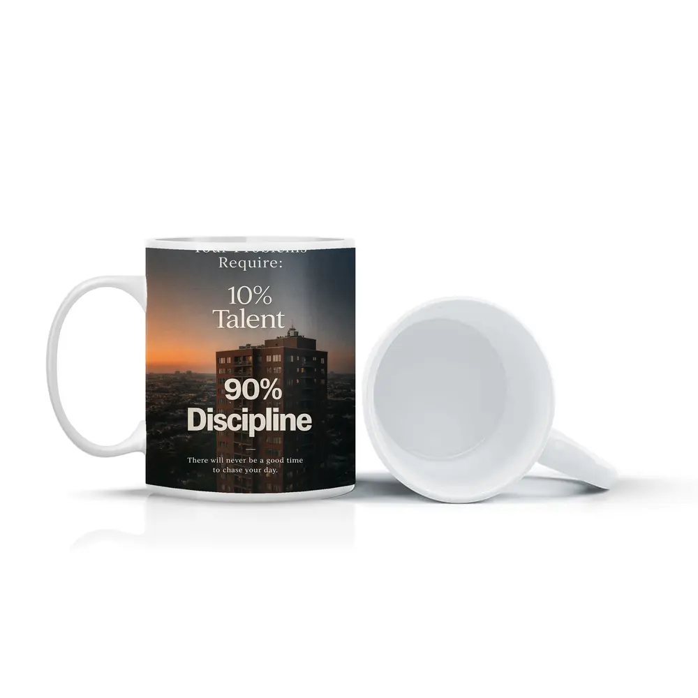 Discipline Quote City Skyline Sunset Art – Mugs