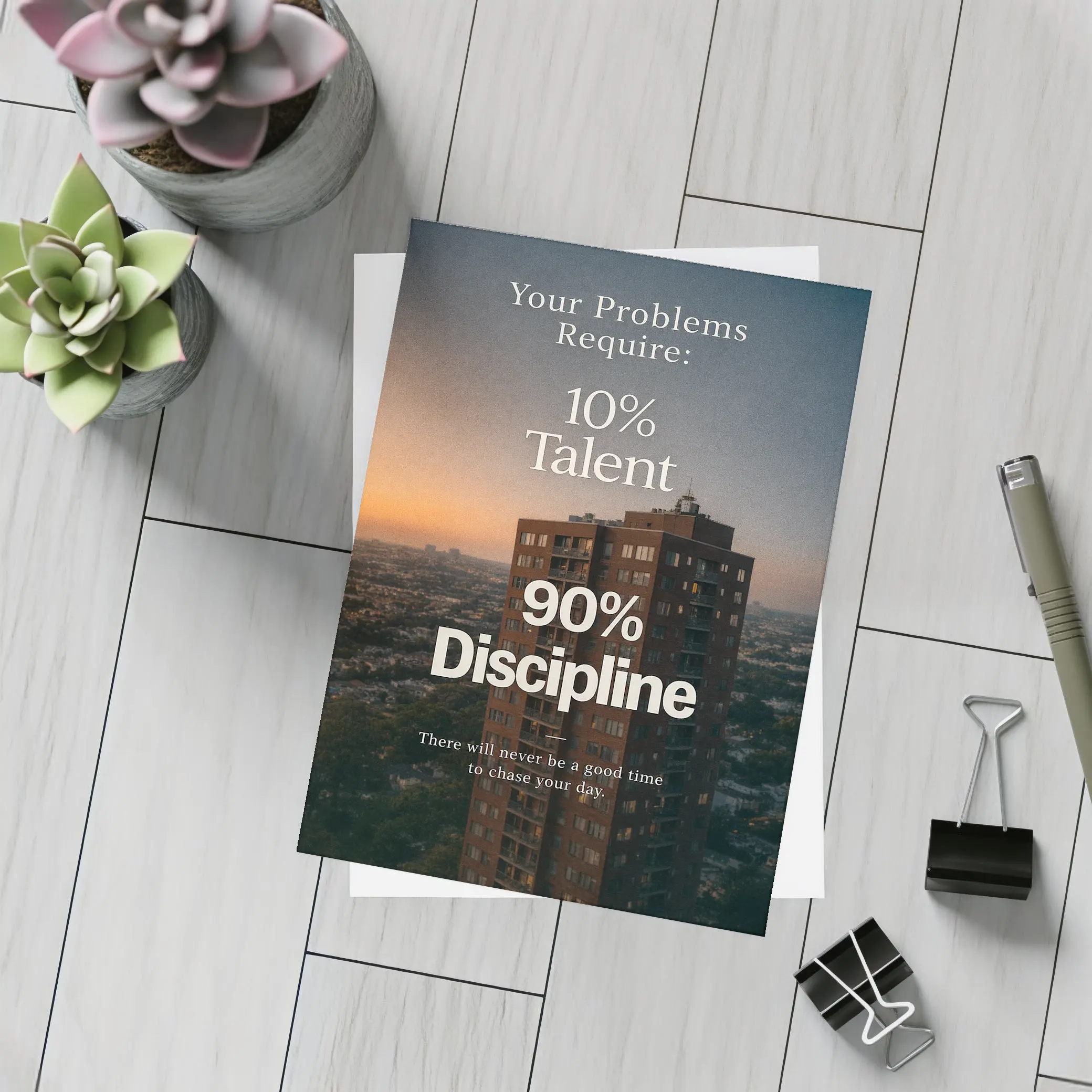 Discipline Quote City Skyline Sunset Art – Postcards