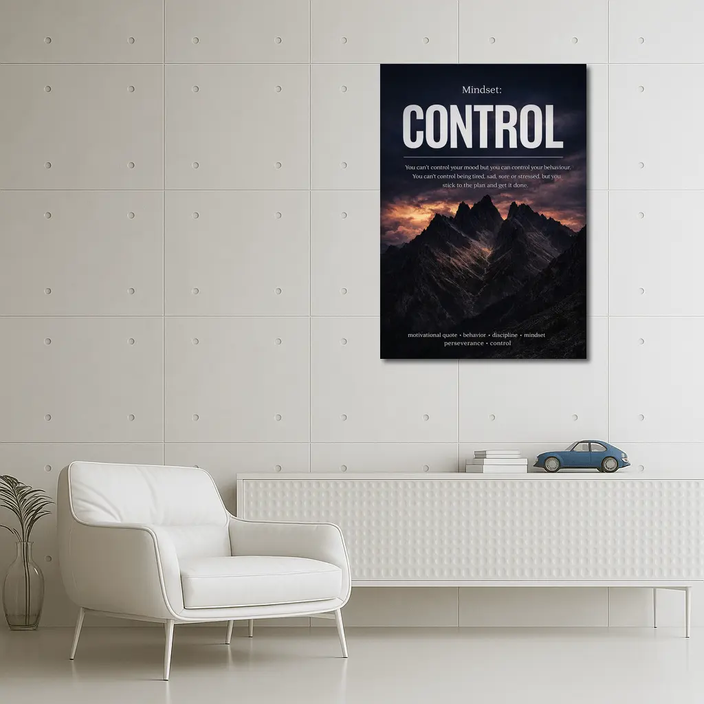 Mindset Control Motivational Quote Mountain Dark – Wall Art