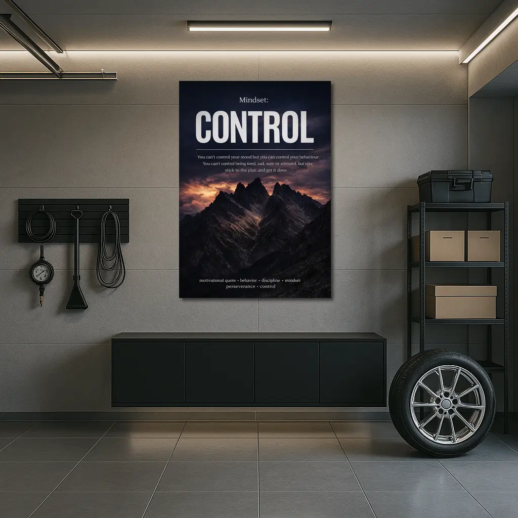 Mindset Control Motivational Quote Mountain Dark – Wall Art