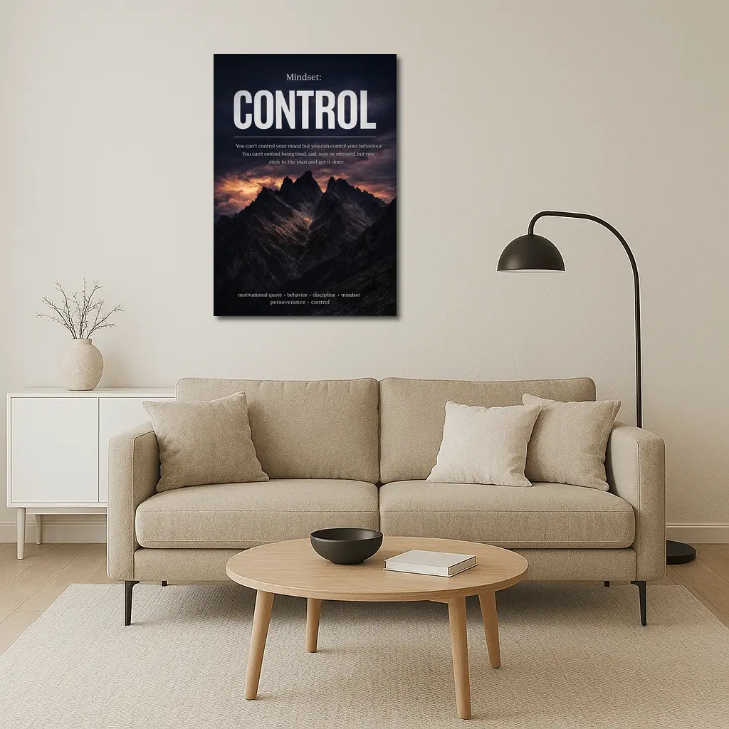 Mindset Control Motivational Quote Mountain Dark – Wall Art