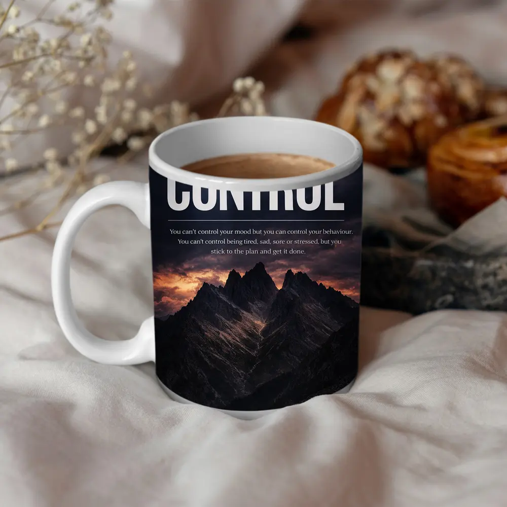 Mindset Control Motivational Quote Mountain Dark – Mugs