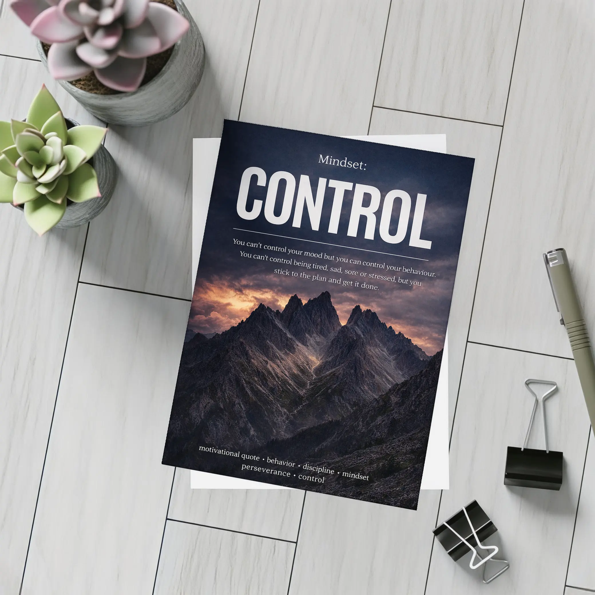 Mindset Control Motivational Quote Mountain Dark – Postcards