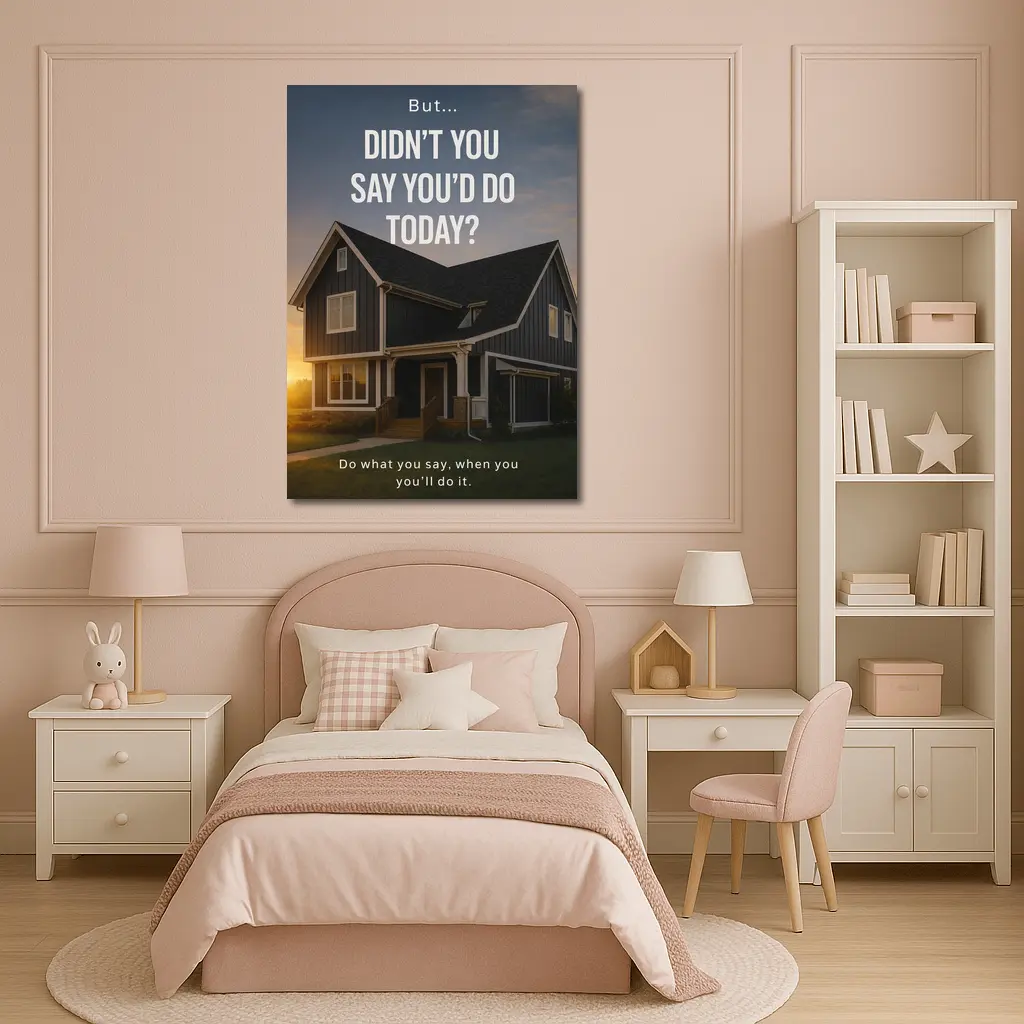 Discipline Quote House Sunset Motivational Art – Wall Art