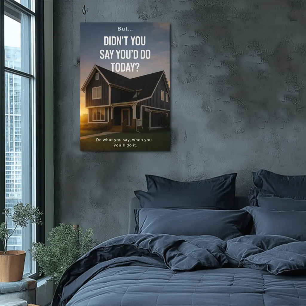 Discipline Quote House Sunset Motivational Art – Wall Art
