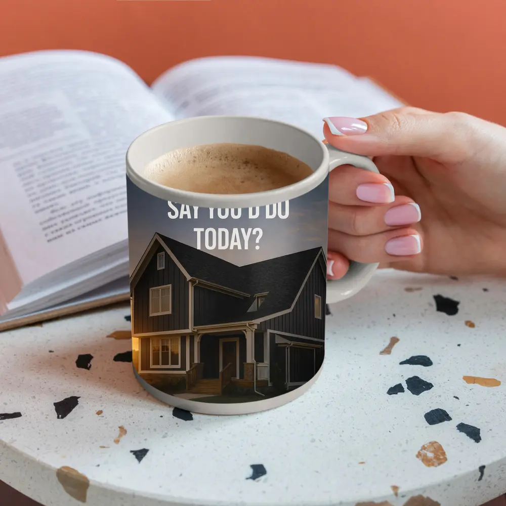 Discipline Quote House Sunset Motivational Art – Mugs