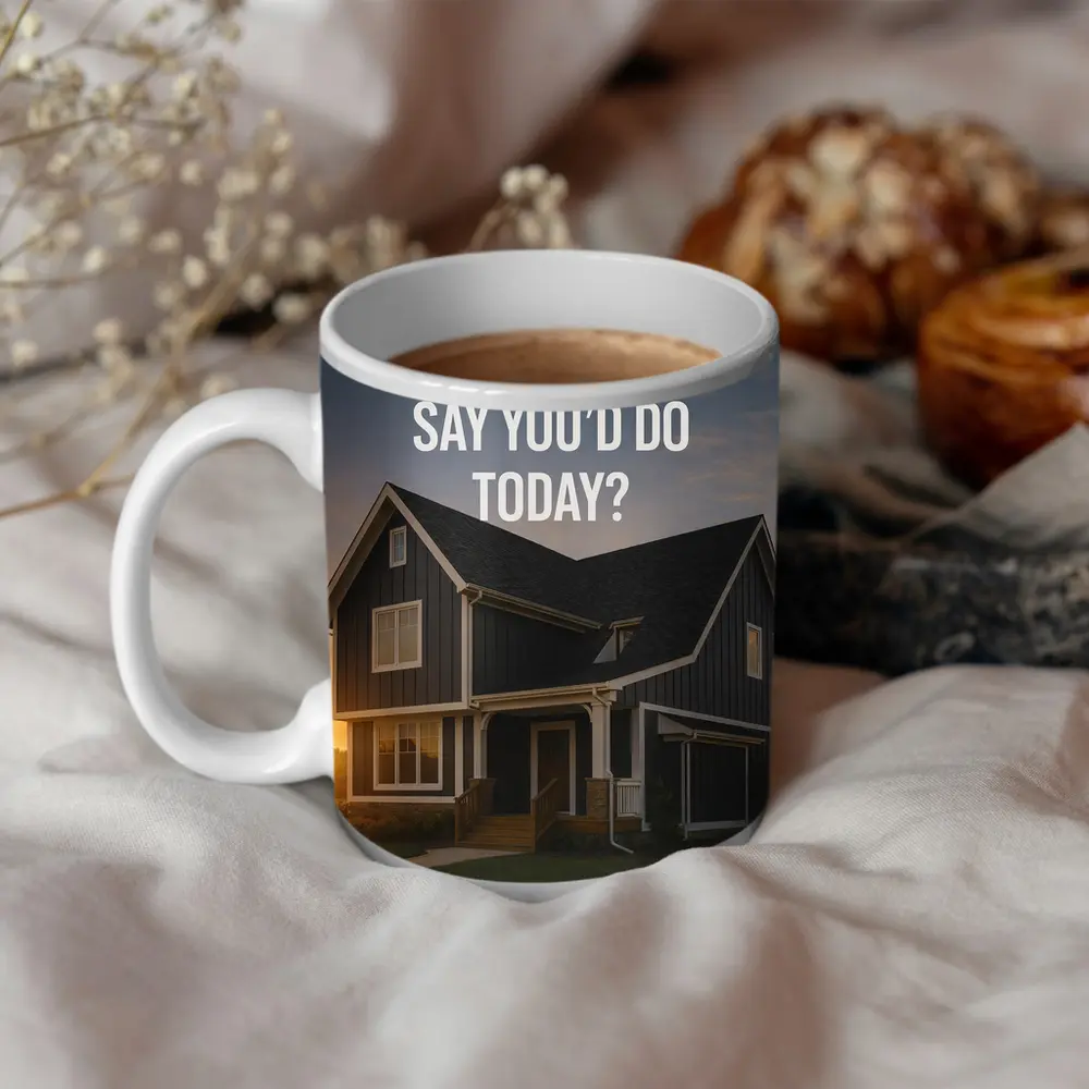 Discipline Quote House Sunset Motivational Art – Mugs