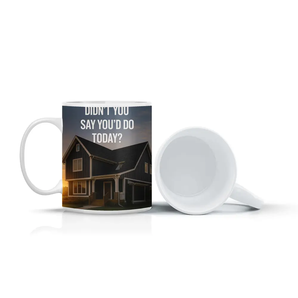 Discipline Quote House Sunset Motivational Art – Mugs