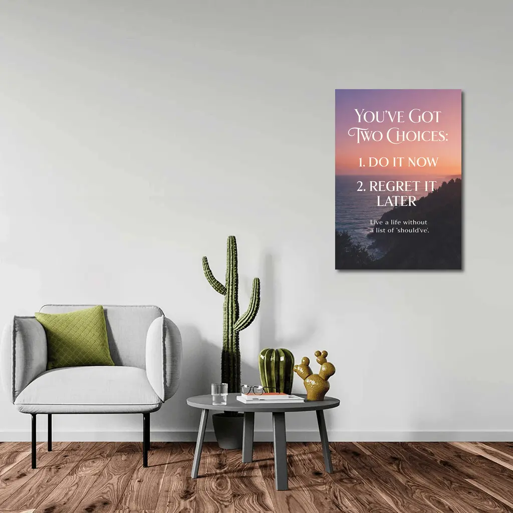 Do It Now Regret Later Motivational Sunset Quote – Wall Art
