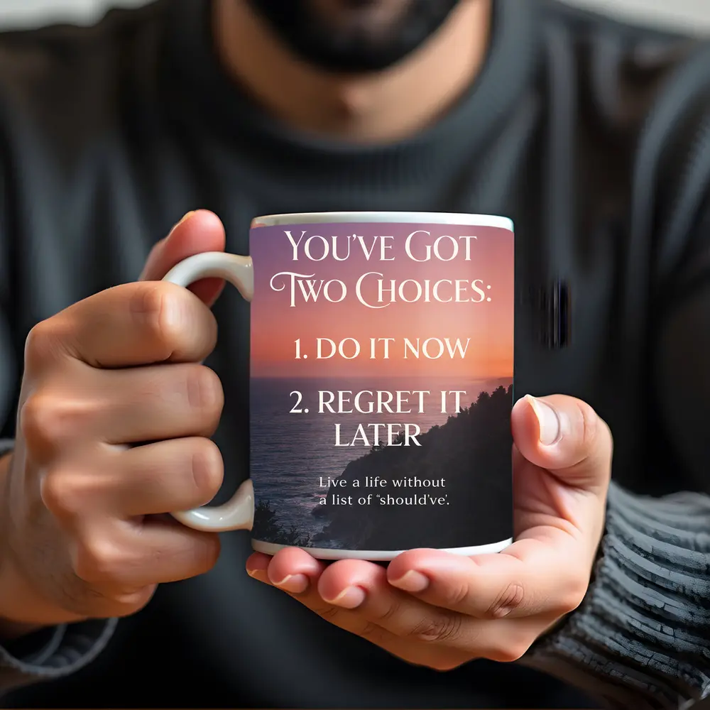 Do It Now Regret Later Motivational Sunset Quote – Mugs
