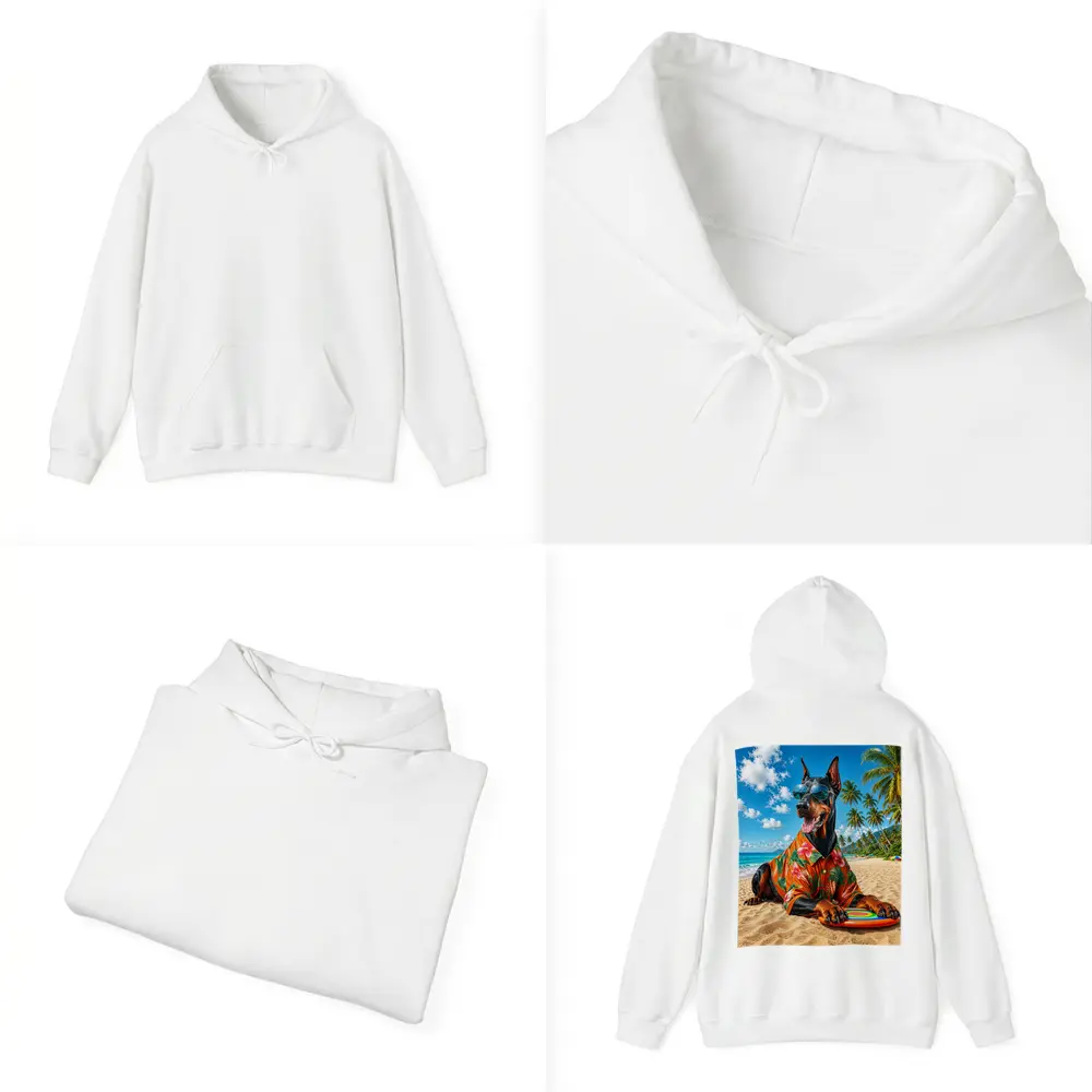 Doberman Pinscher Relaxing on Tropical Beach – Hoodies