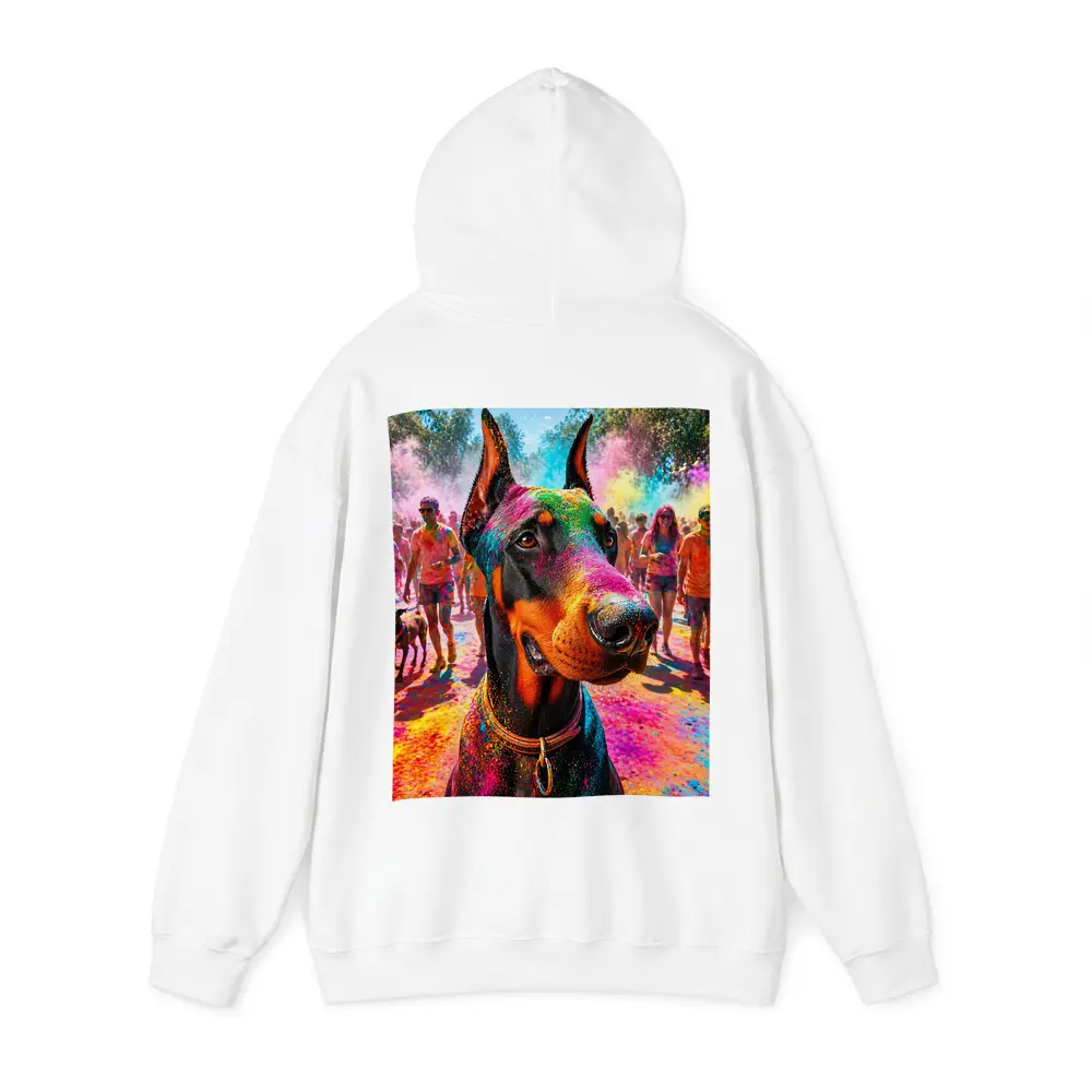 Doberman Dog at Colorful Holi Festival – Hoodies