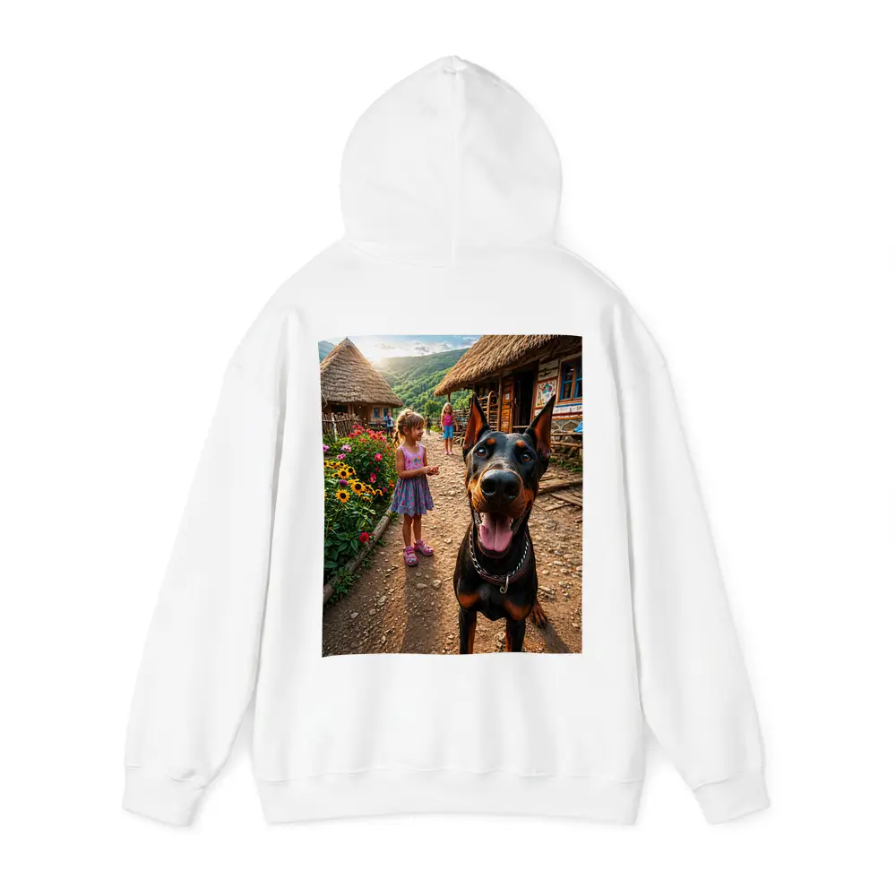 Doberman Dog Happy In Rural Village – Hoodies