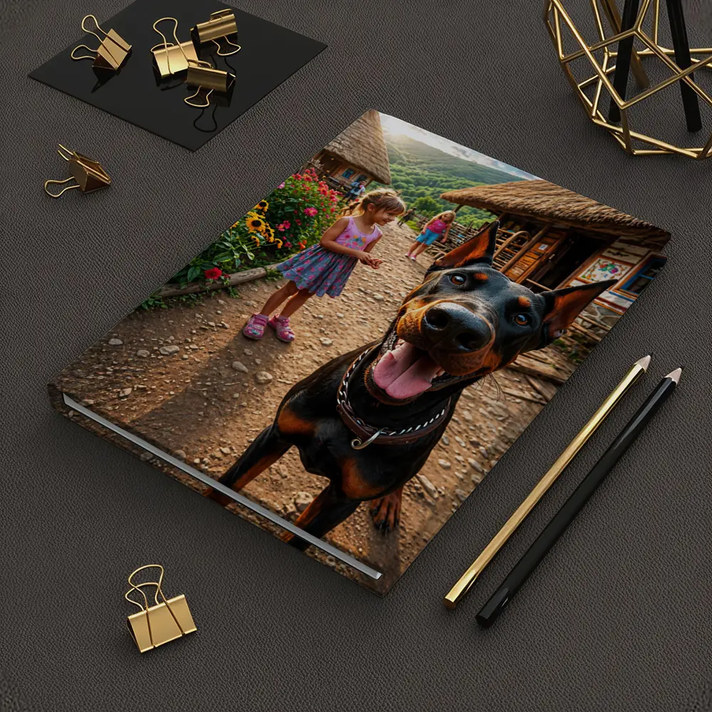 Doberman Dog Happy In Rural Village – Notebooks