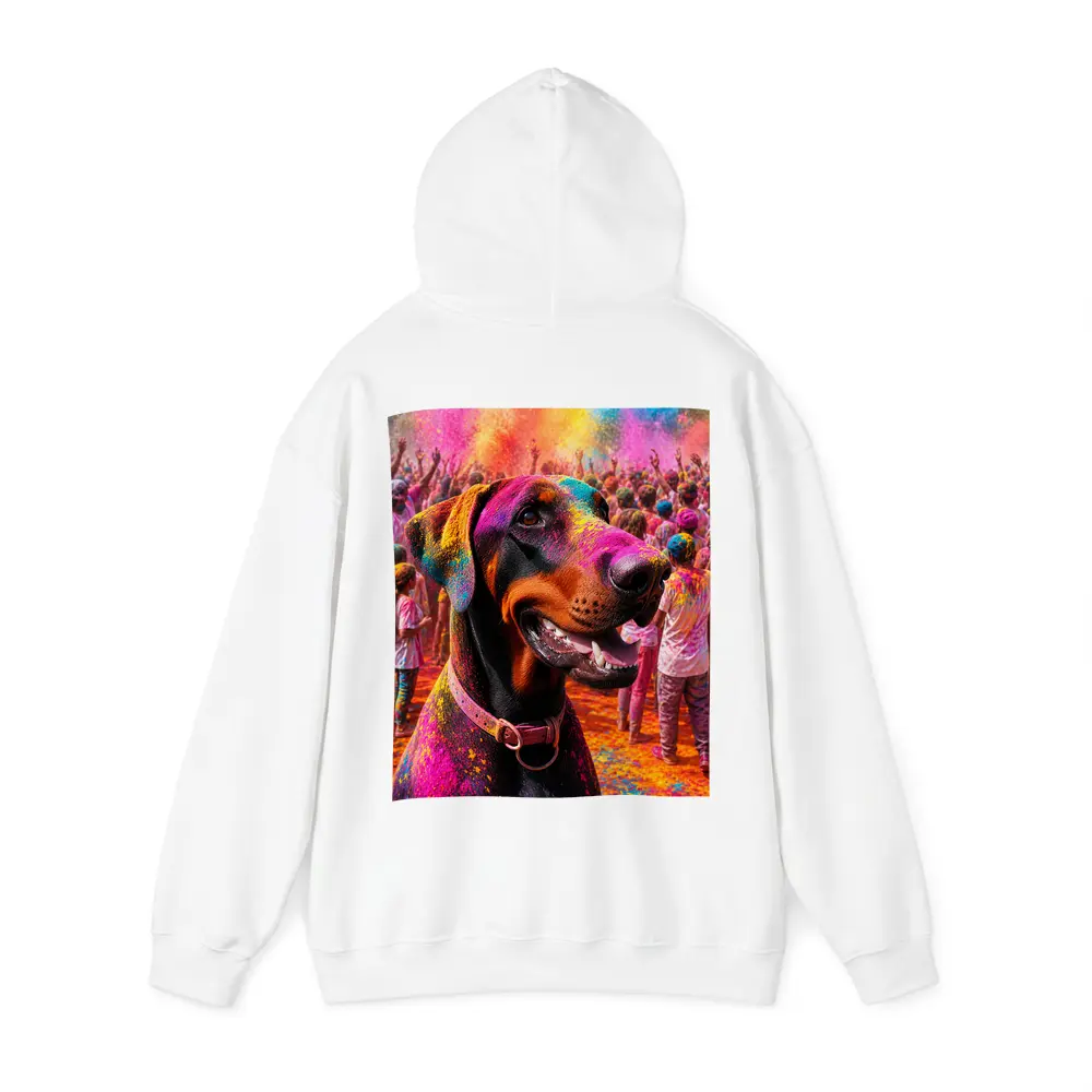Doberman Pinscher At Colorful Holi Festival – Hoodies