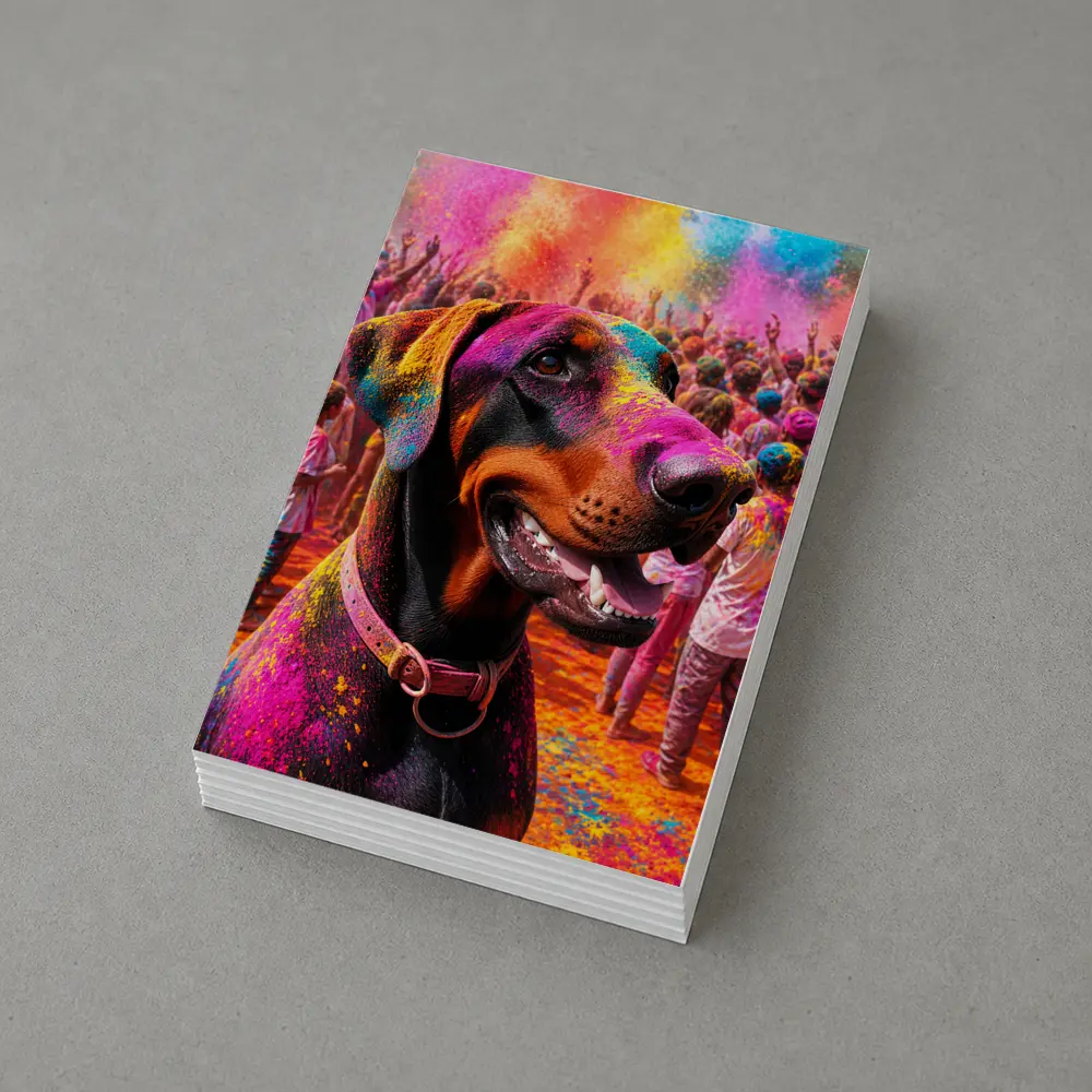 Doberman Pinscher At Colorful Holi Festival – Postcards