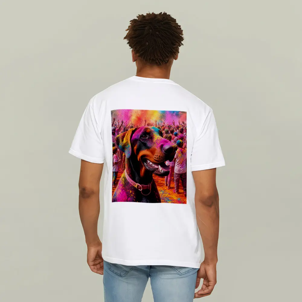 Doberman Pinscher At Colorful Holi Festival – T-Shirts