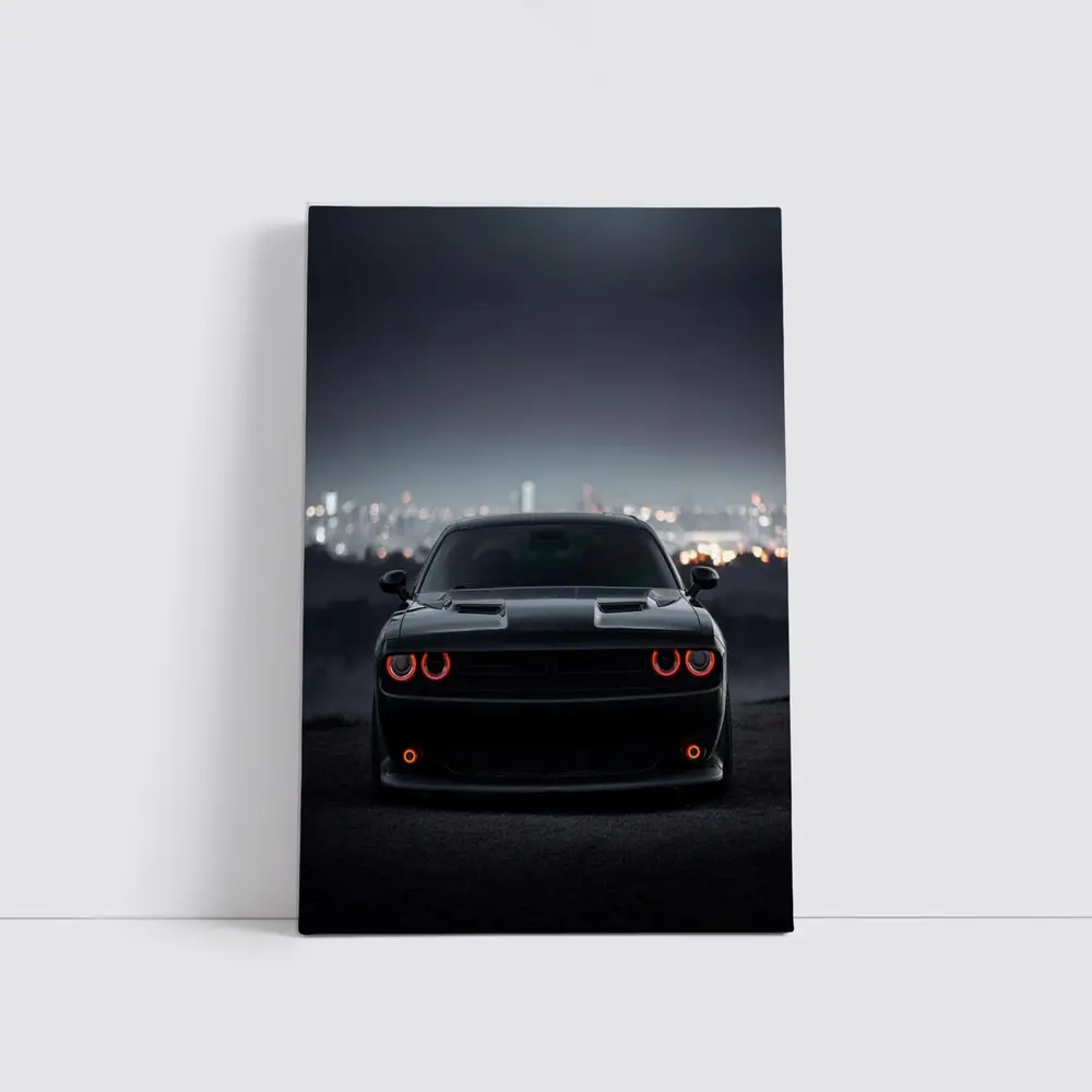 Dodge Challenger Black Night City Backdrop – Wall Art
