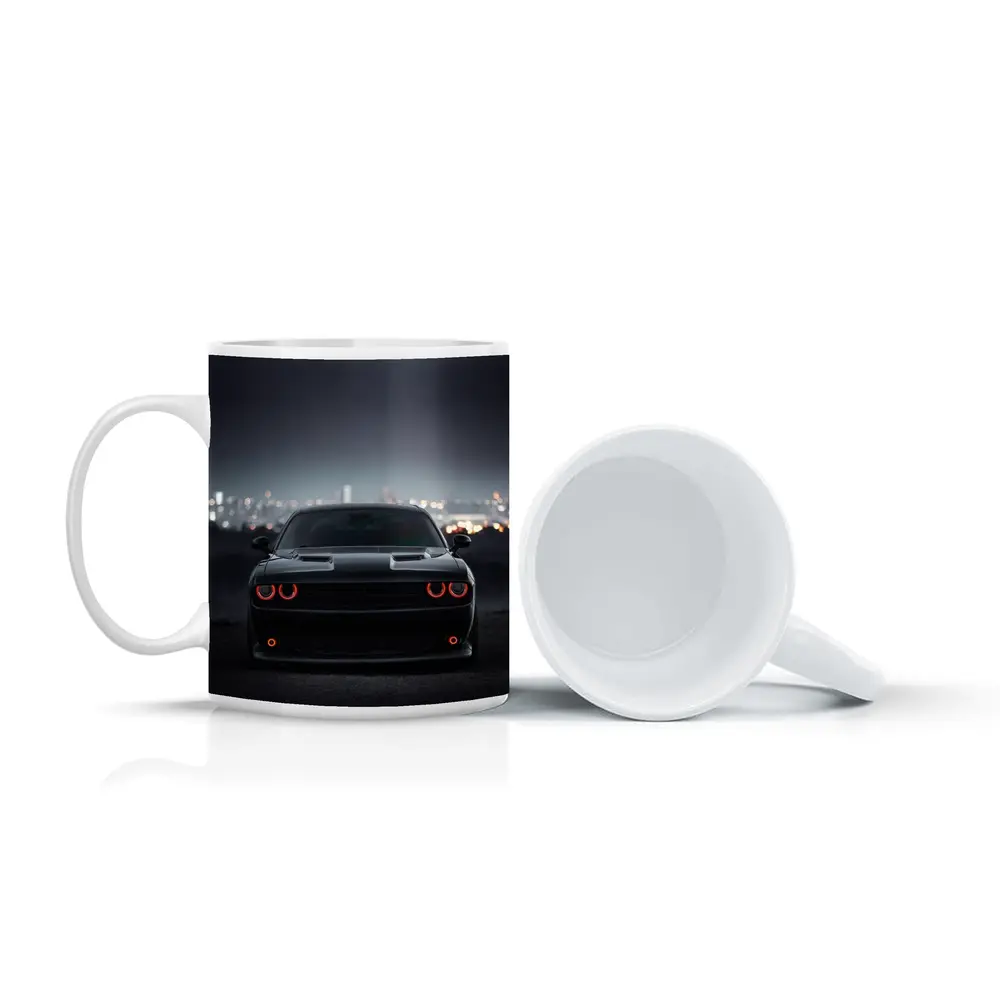 Dodge Challenger Black Night City Backdrop – Mugs
