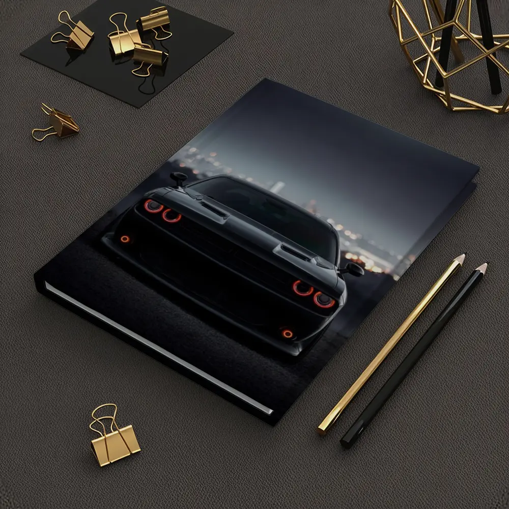 Dodge Challenger Black Night City Backdrop – Notebooks