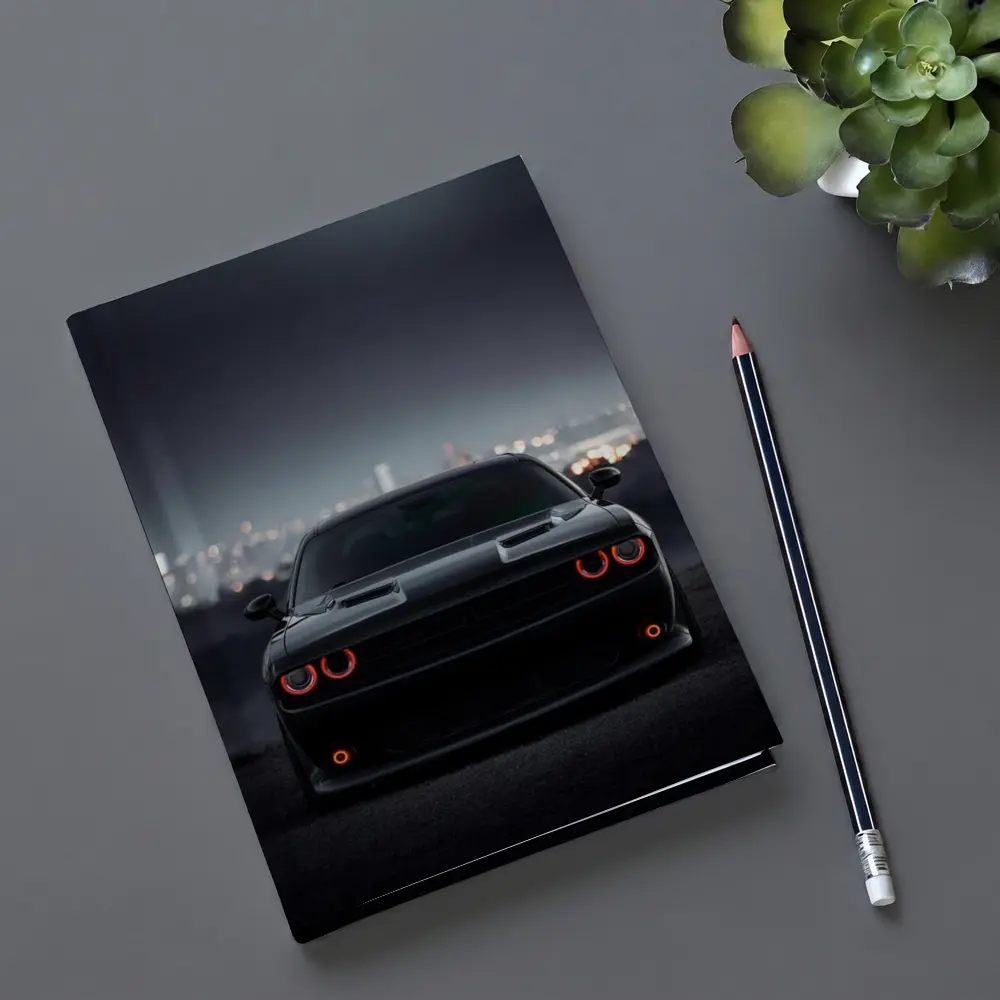 Dodge Challenger Black Night City Backdrop – Notebooks