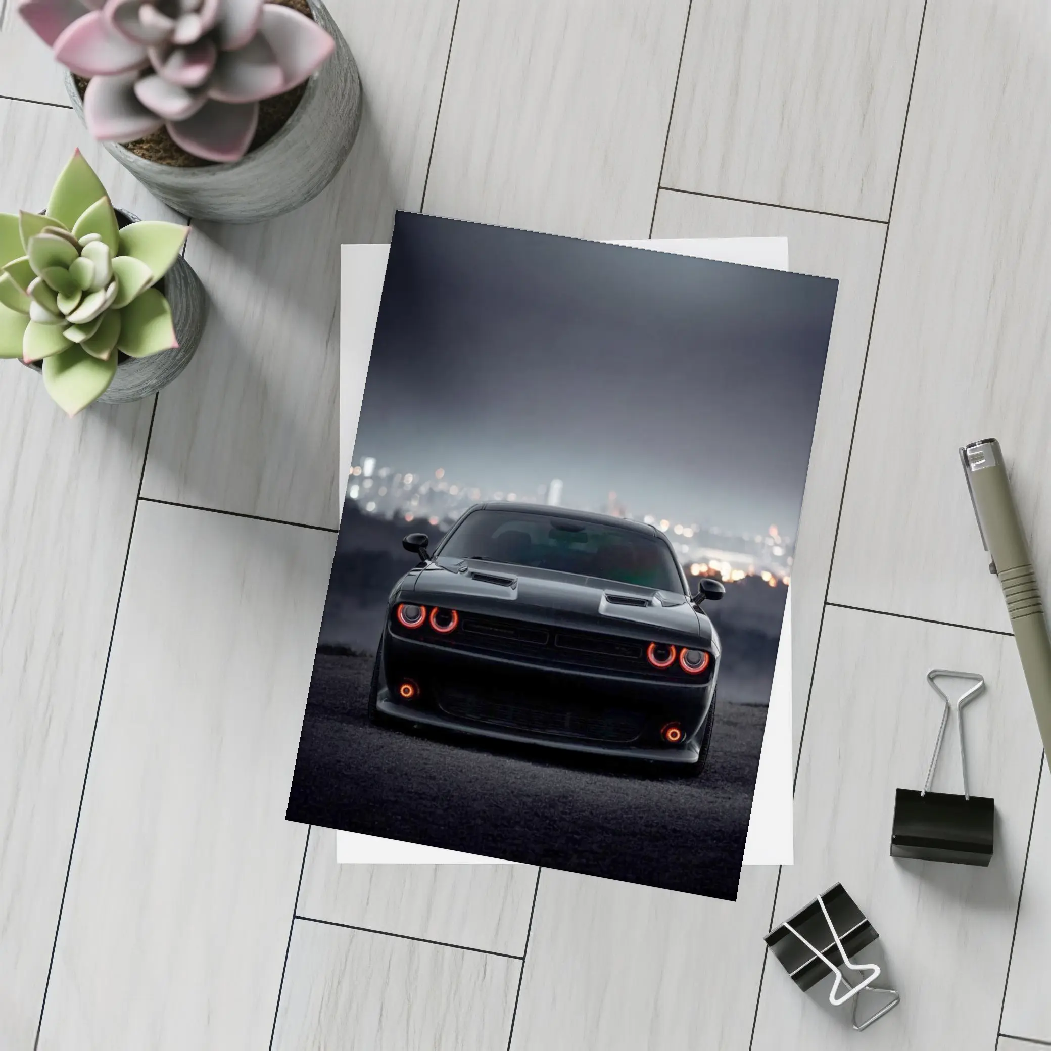 Dodge Challenger Black Night City Backdrop – Postcards