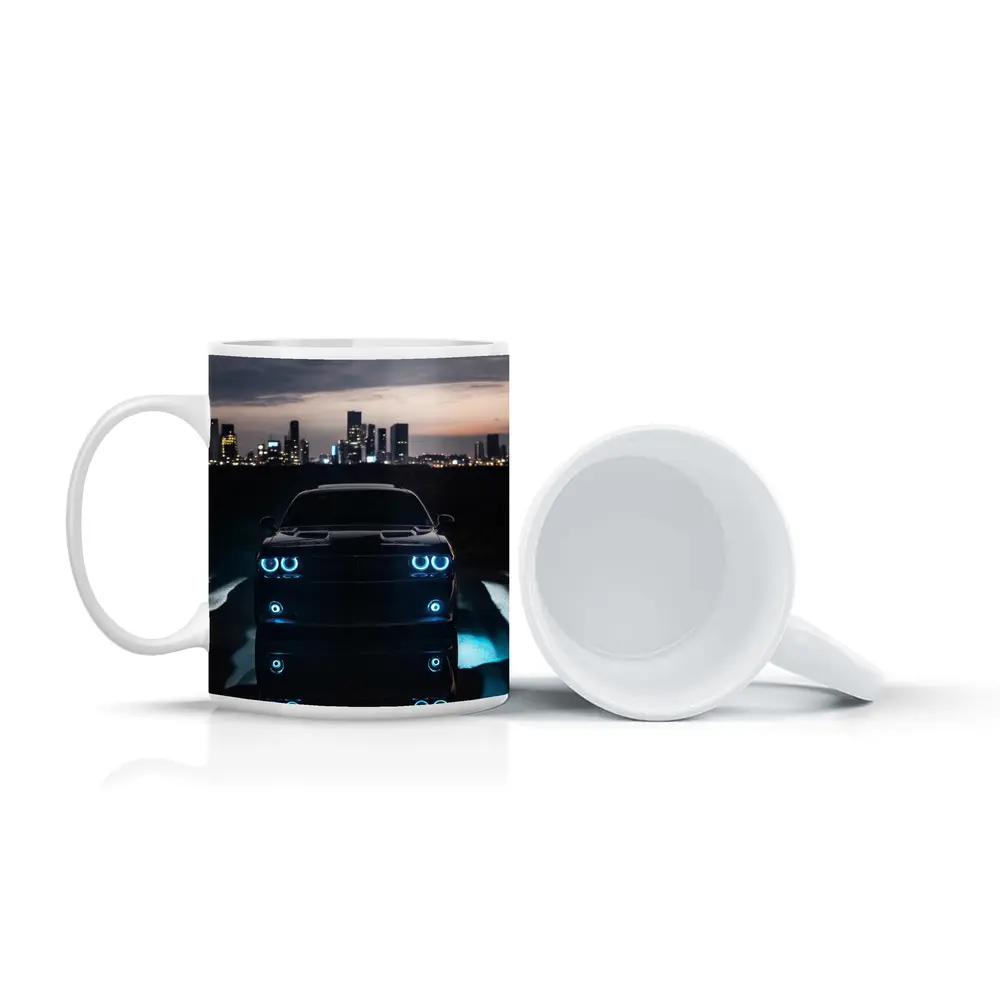 Dodge Challenger Glowing Lights Night City – Mugs