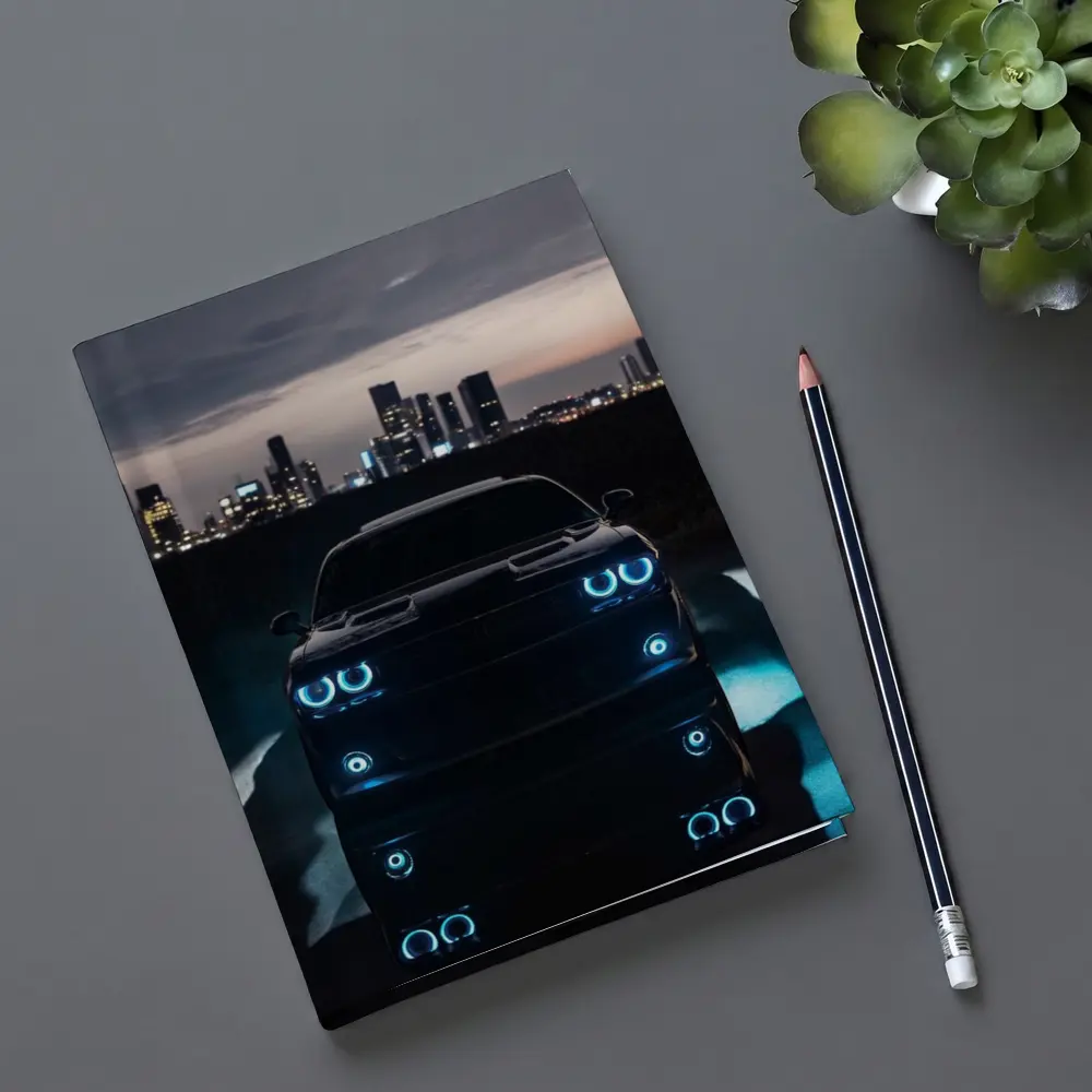 Dodge Challenger Glowing Lights Night City – Notebooks