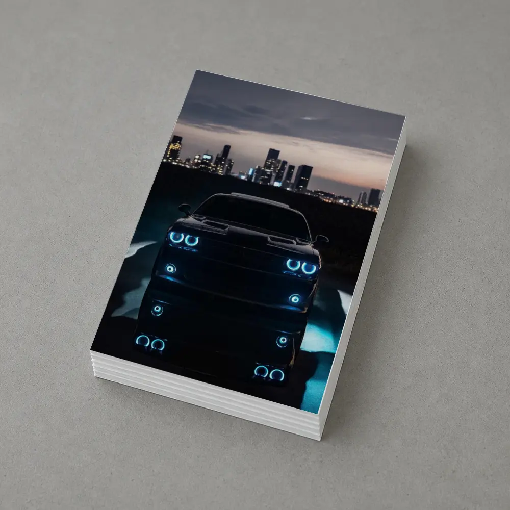 Dodge Challenger Glowing Lights Night City – Postcards
