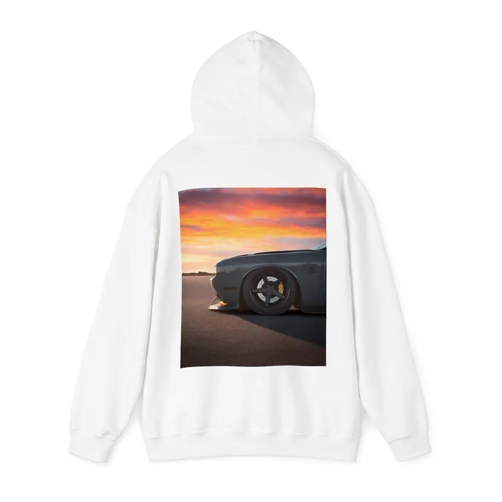 Dodge Challenger Slammed at Fiery Sunset – Hoodies