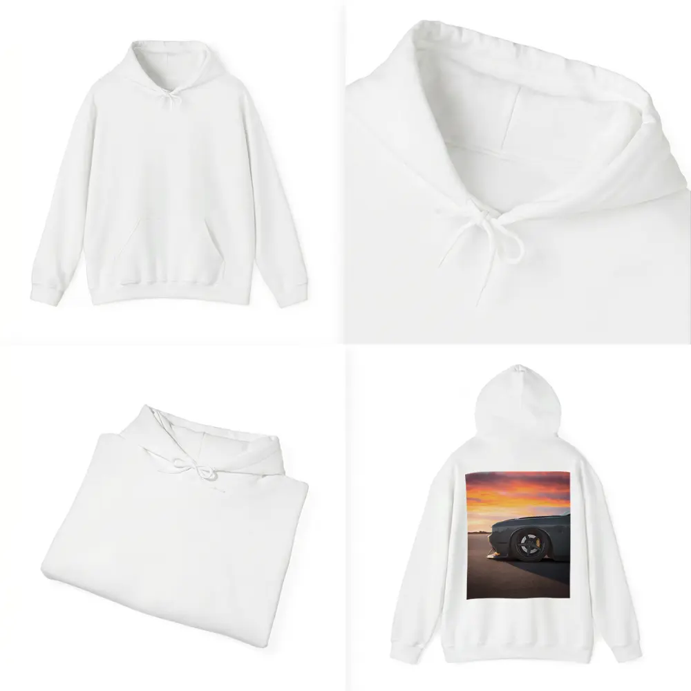 Dodge Challenger Slammed at Fiery Sunset – Hoodies