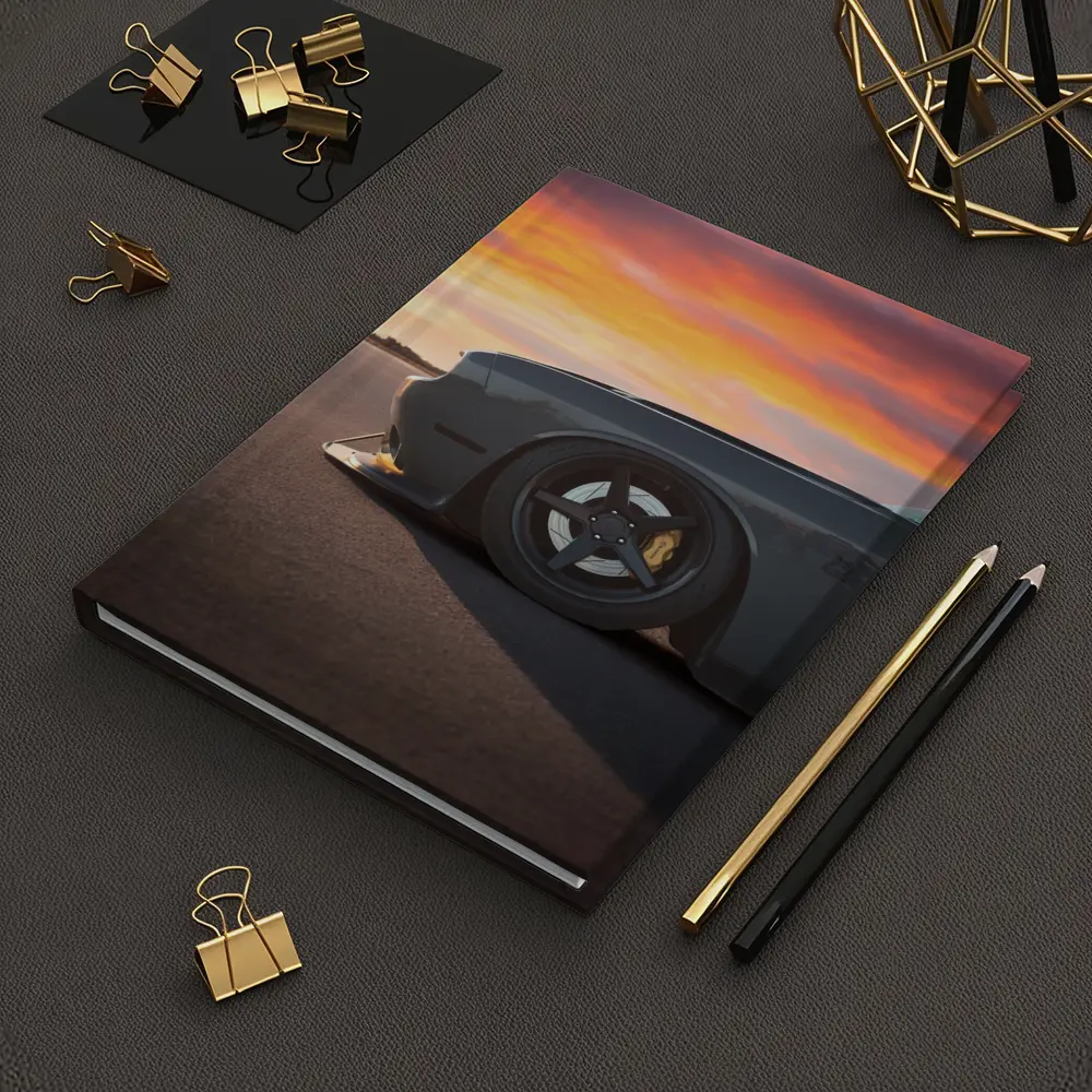 Dodge Challenger Slammed at Fiery Sunset – Notebooks