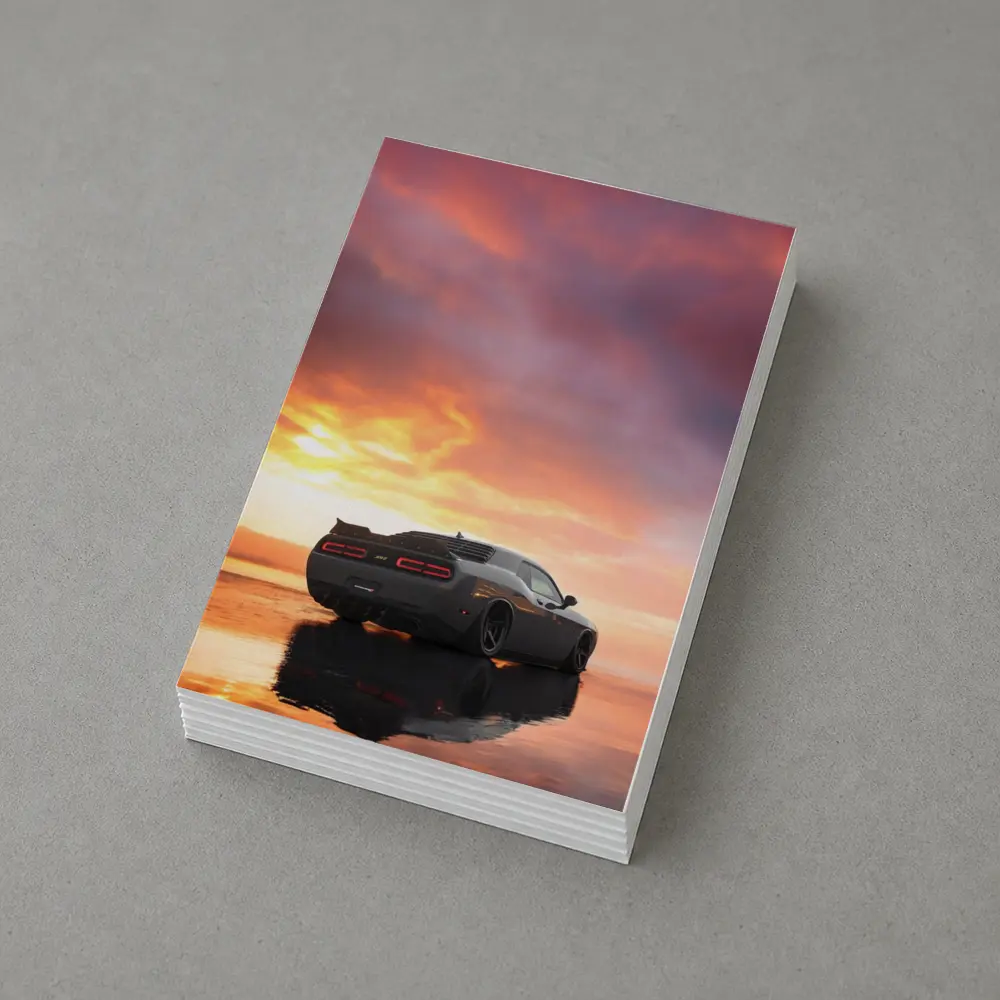 Dodge Challenger Hellcat Fiery Sunset Sky – Postcards
