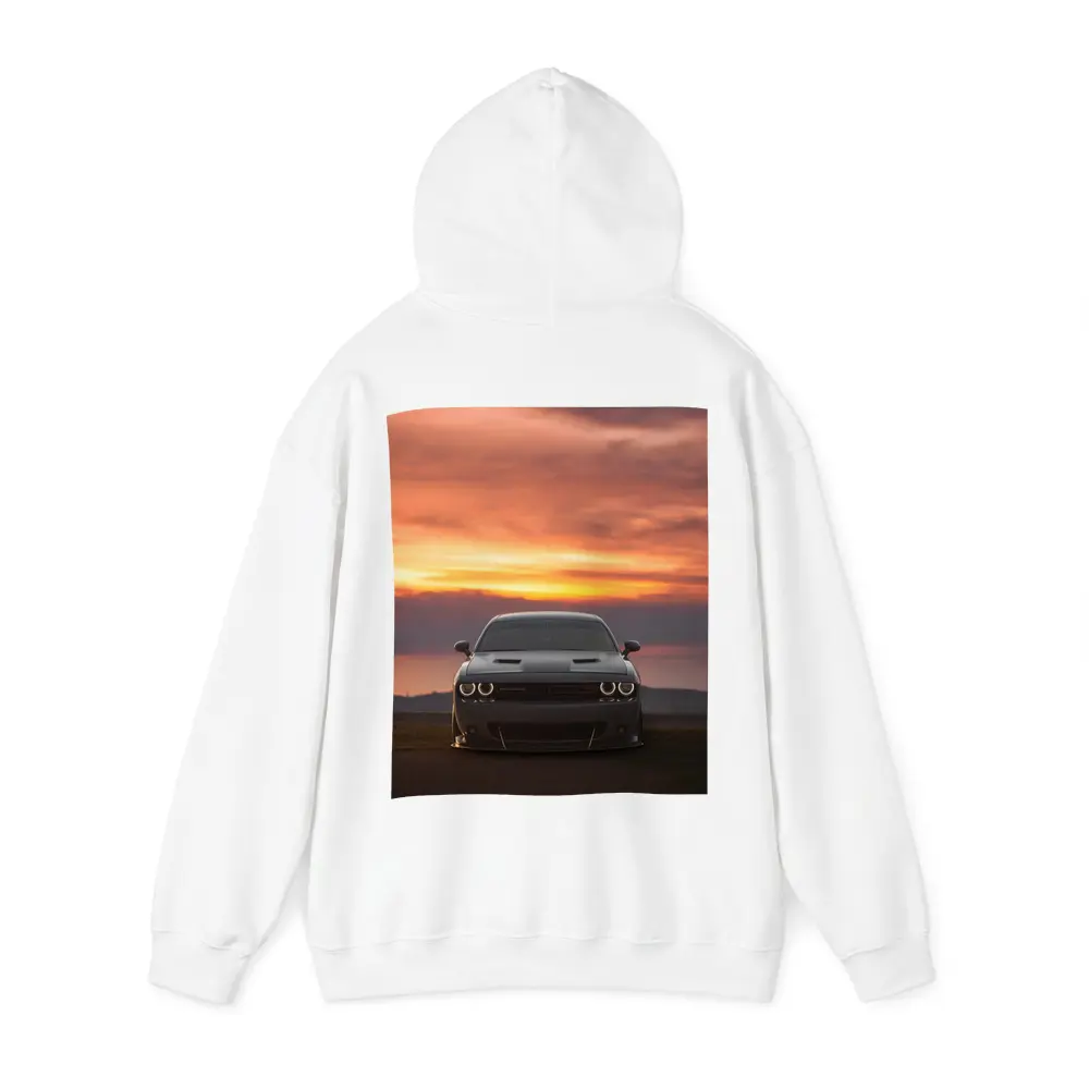 Dodge Challenger Hellcat Sunset Sky Background – Hoodies
