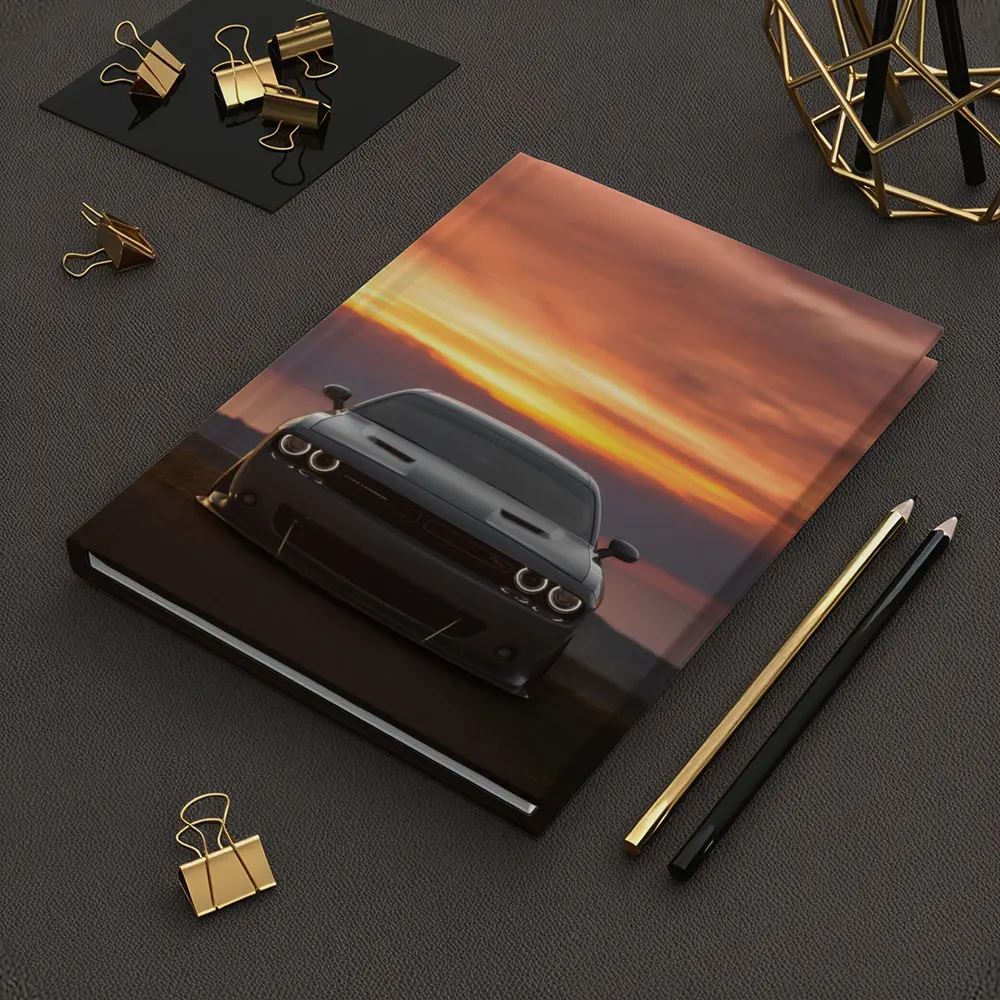 Dodge Challenger Hellcat Sunset Sky Background – Notebooks