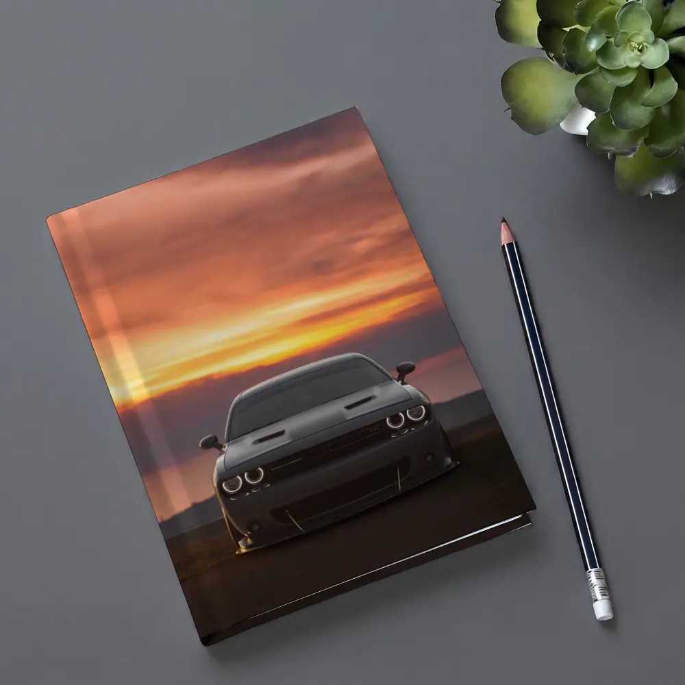 Dodge Challenger Hellcat Sunset Sky Background – Notebooks
