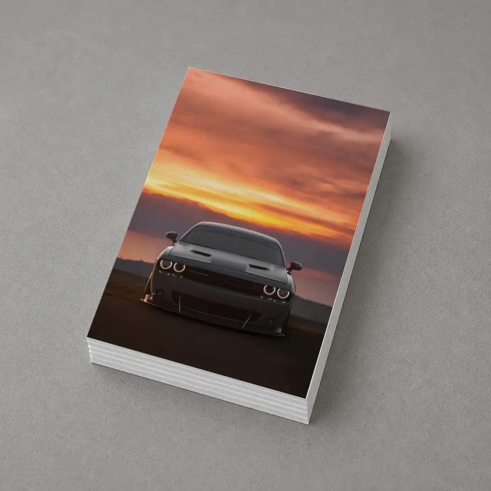 Dodge Challenger Hellcat Sunset Sky Background – Postcards