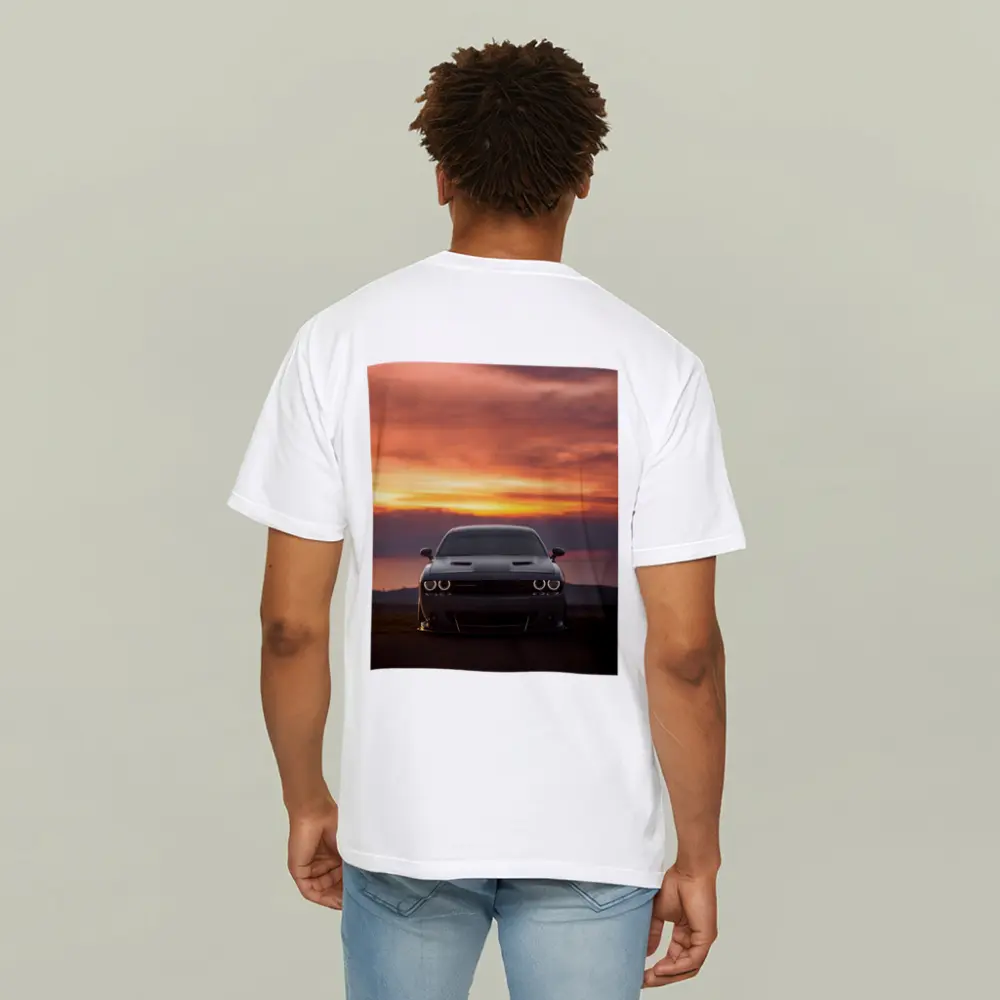Dodge Challenger Hellcat Sunset Sky Background – T-Shirts