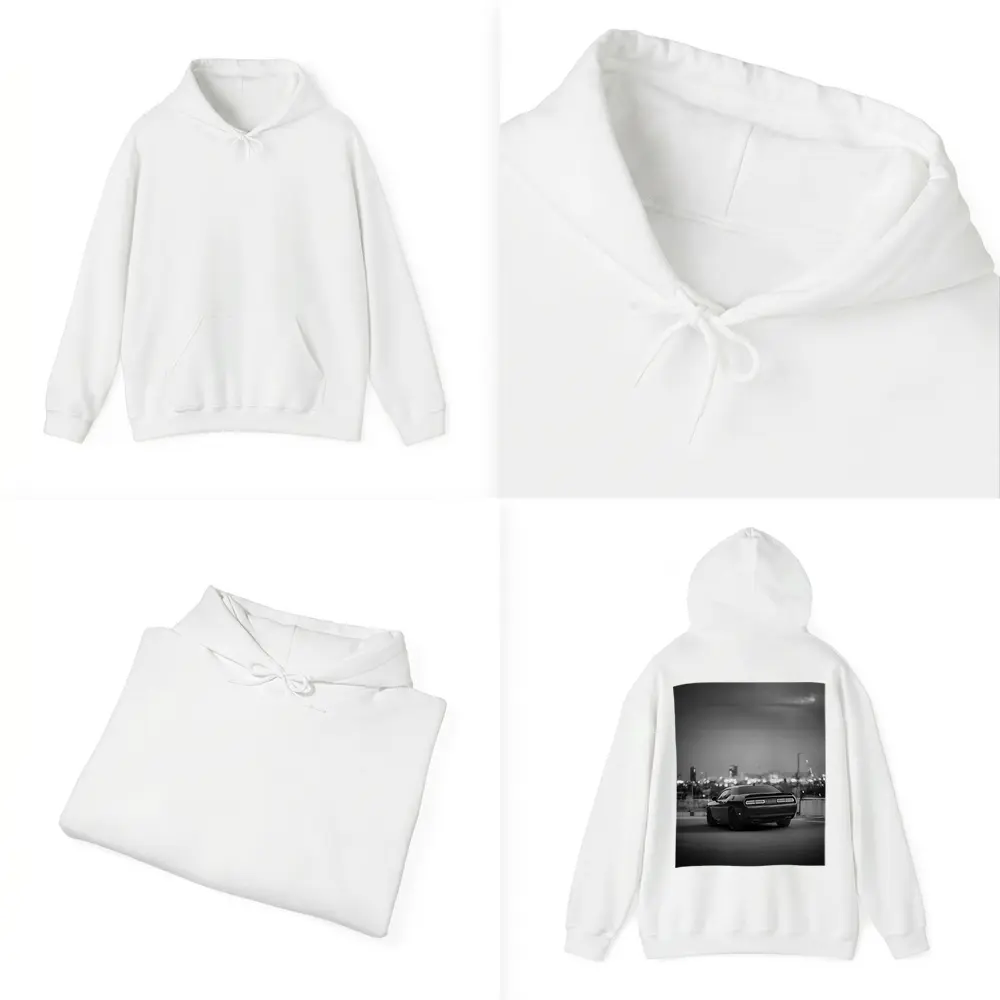 Dodge Challenger Black White City Night – Hoodies