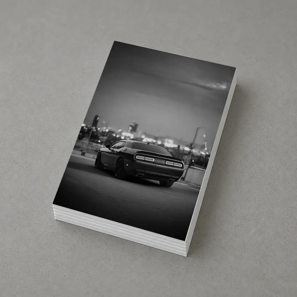 Dodge Challenger Black White City Night – Postcards