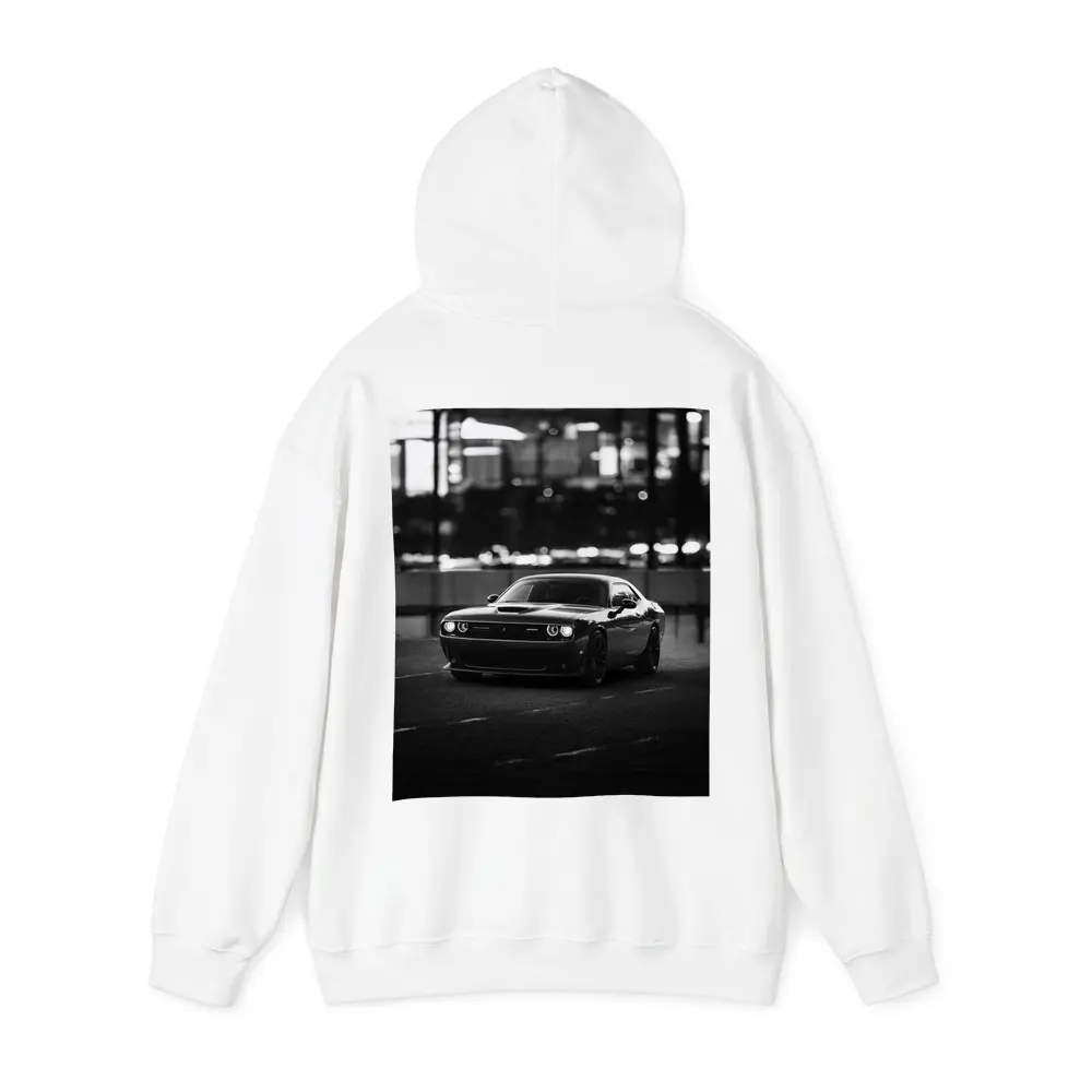 Dodge Challenger Black White City Night – Hoodies