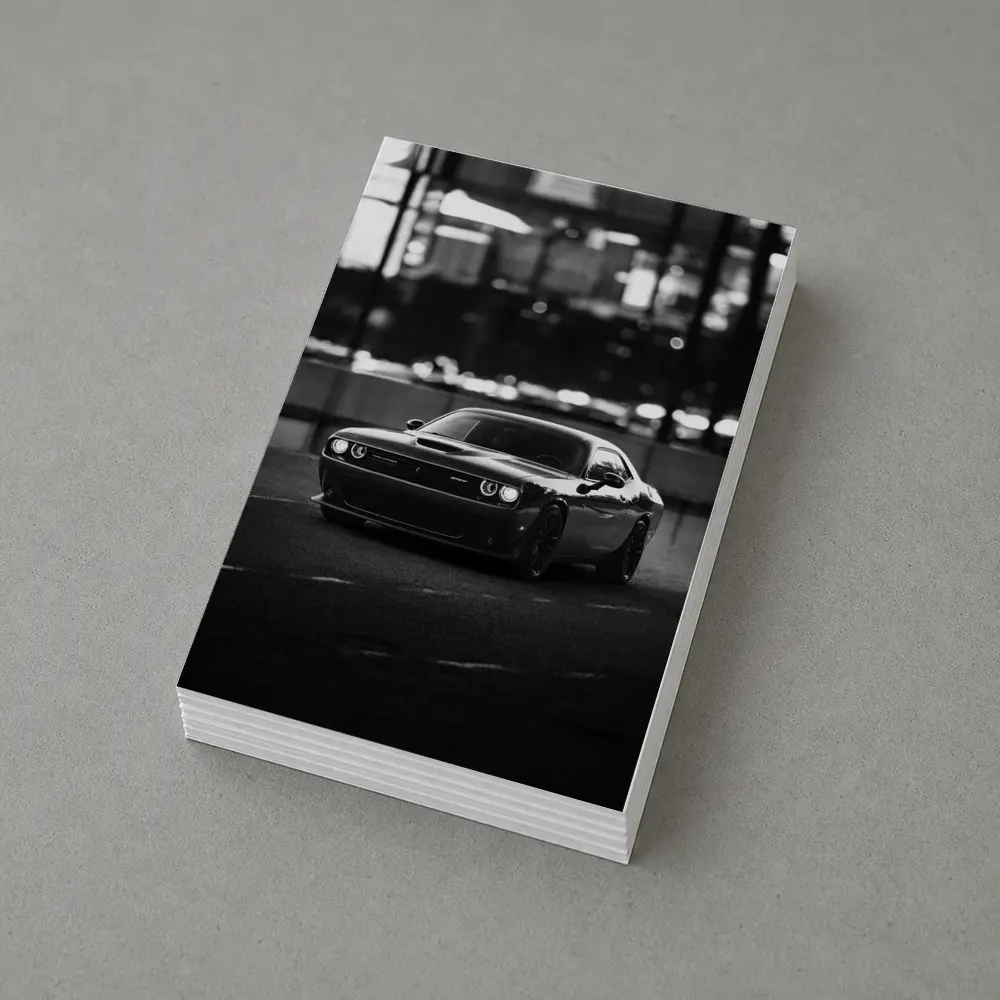 Dodge Challenger Black White City Night – Postcards