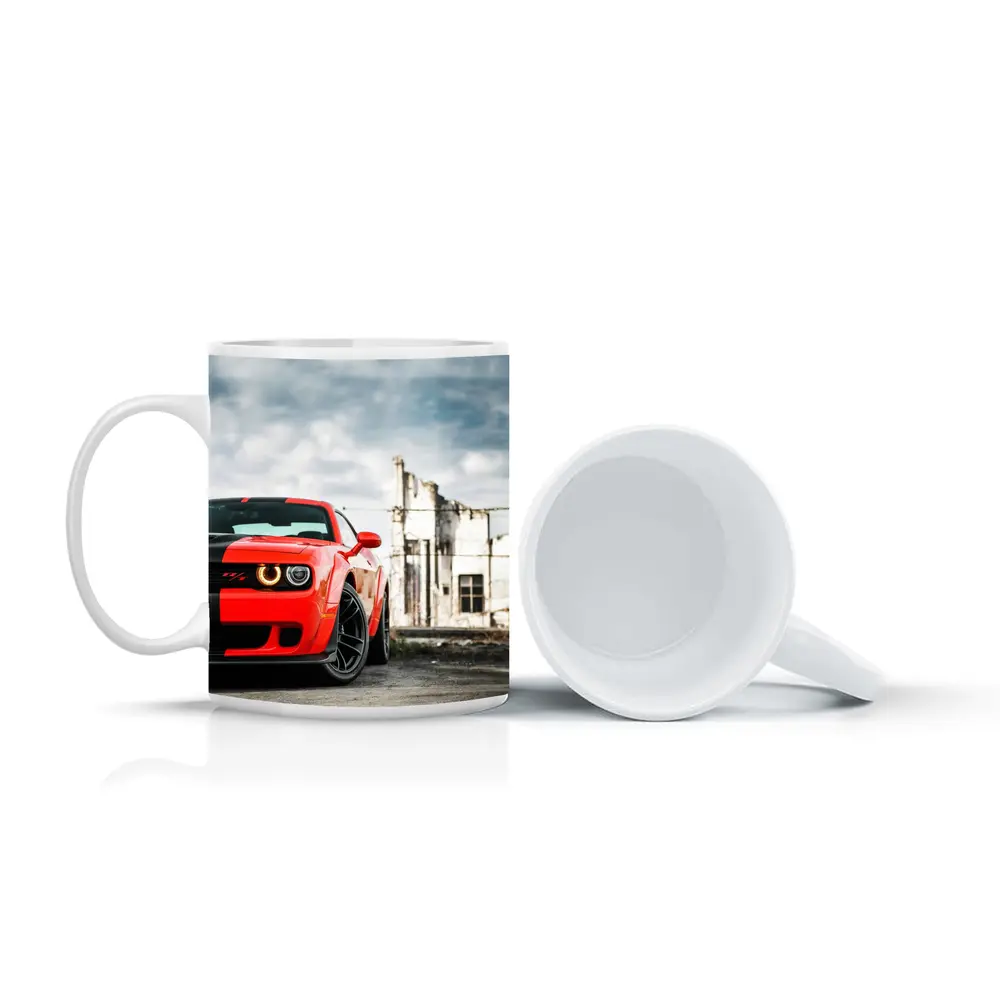 Dodge Challenger Red Abandoned Urban Background – Mugs