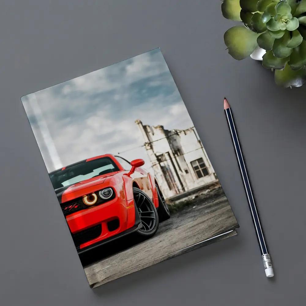 Dodge Challenger Red Abandoned Urban Background – Notebooks