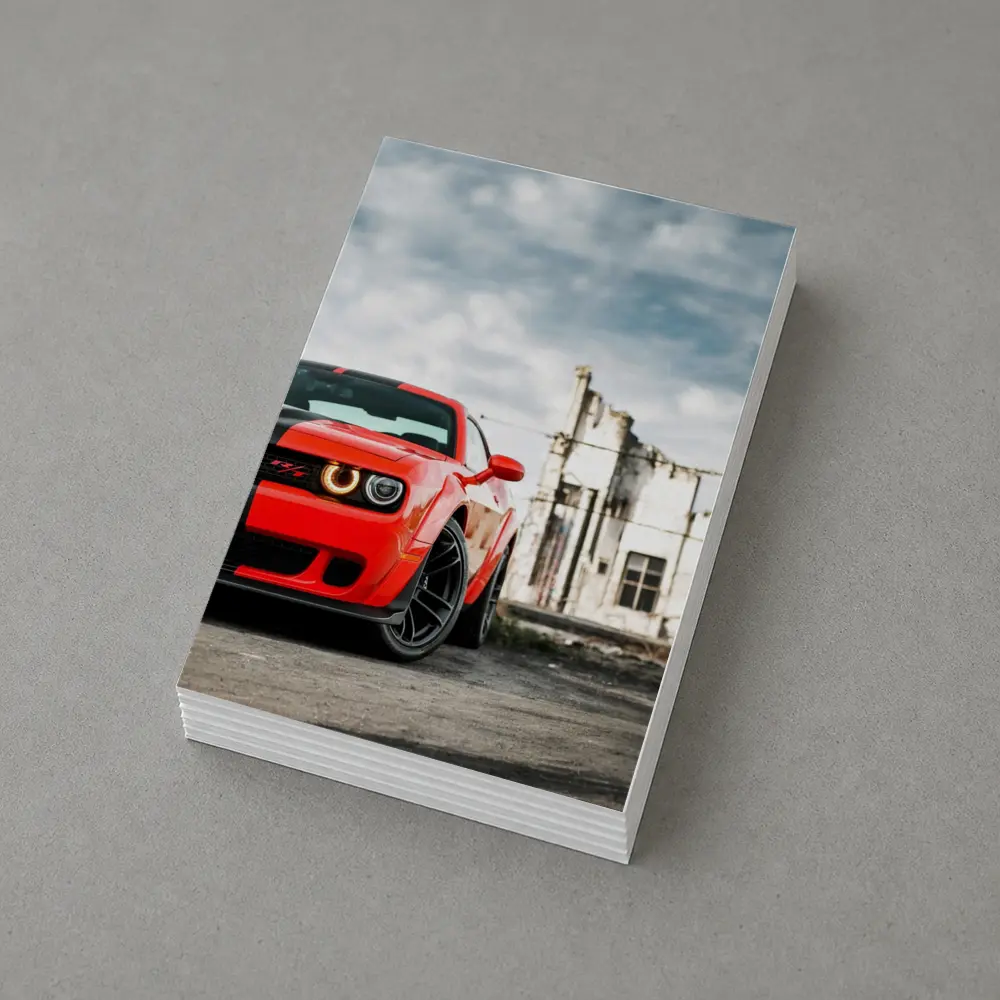 Dodge Challenger Red Abandoned Urban Background – Postcards