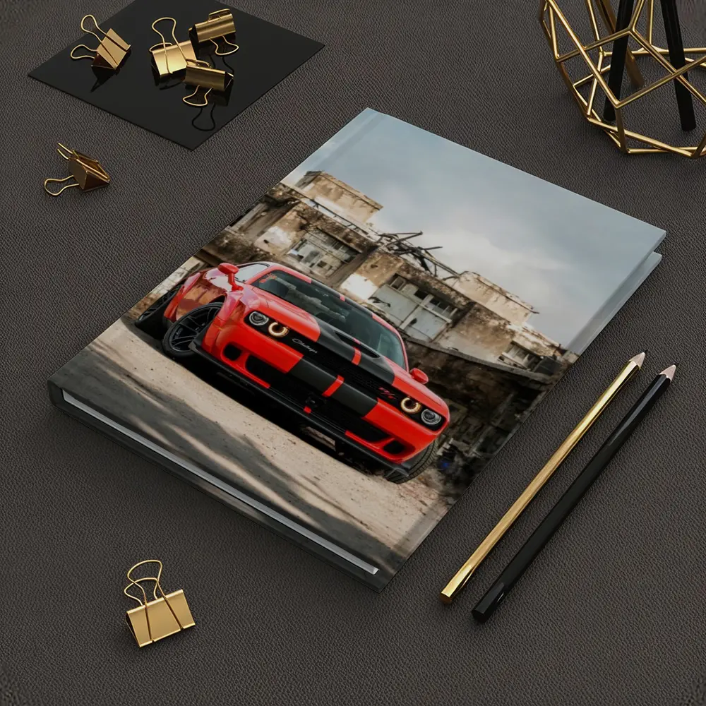 Dodge Challenger Red Muscle Car Abandoned Building – Notebooks